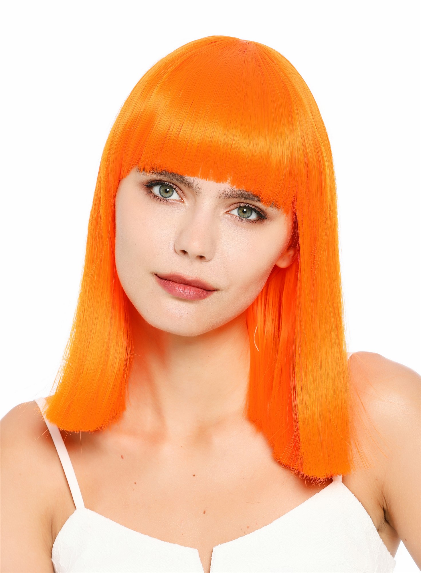 Damenperücke schulterlang blunt glatt breiter Pony Disco Orange SZL1498-DHT2202