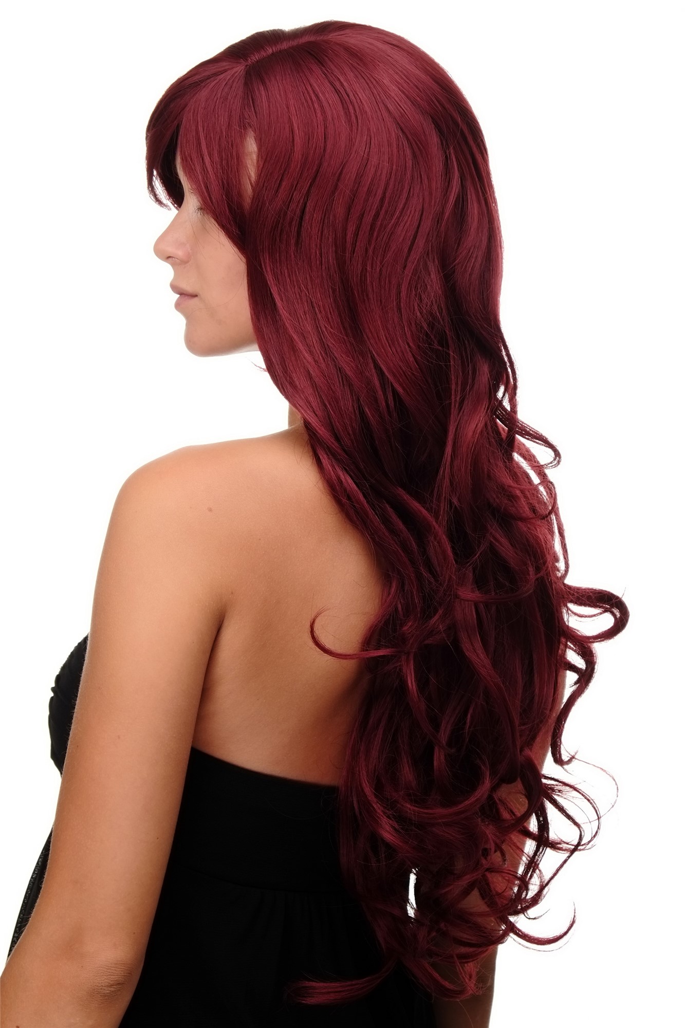 hochwertige Qualitätsperücken, Perücke lang wallendes Haar wellig leicht lockig Granatrot Rot 9204S-39, Ansicht 2, WIG ME UP: Ihr Perücken Online Shop lockige Tressen-Perücke mit Kopfhaut-Imitat Rot lange Haare für Damen