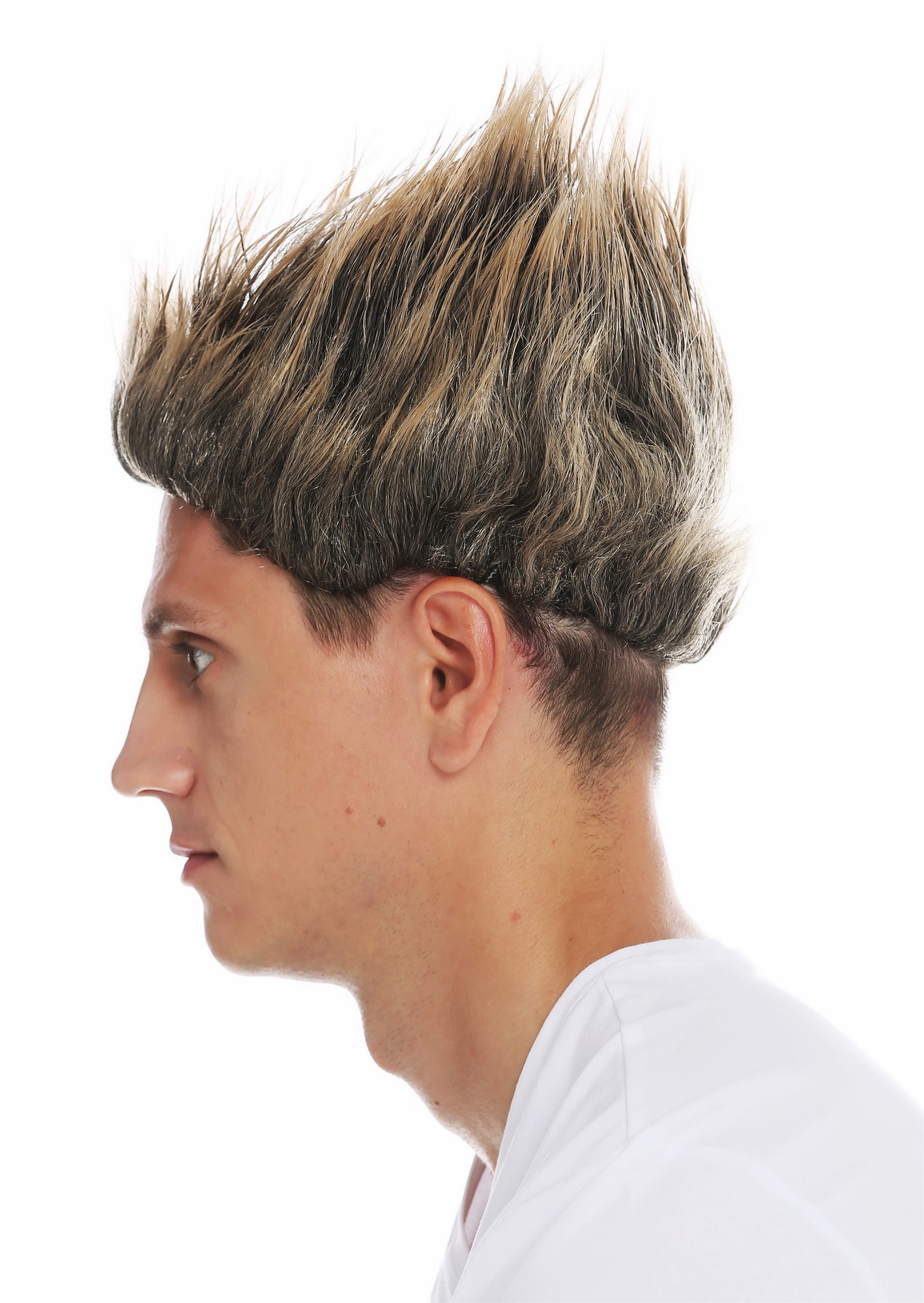 Wig Halloween men women high teased troll devil goblin black blonde tips 31733, view 3, WIG ME UP: Your Perücken Online Shop Party Wig, Men, jet black-caramel blonde mix, straight, short