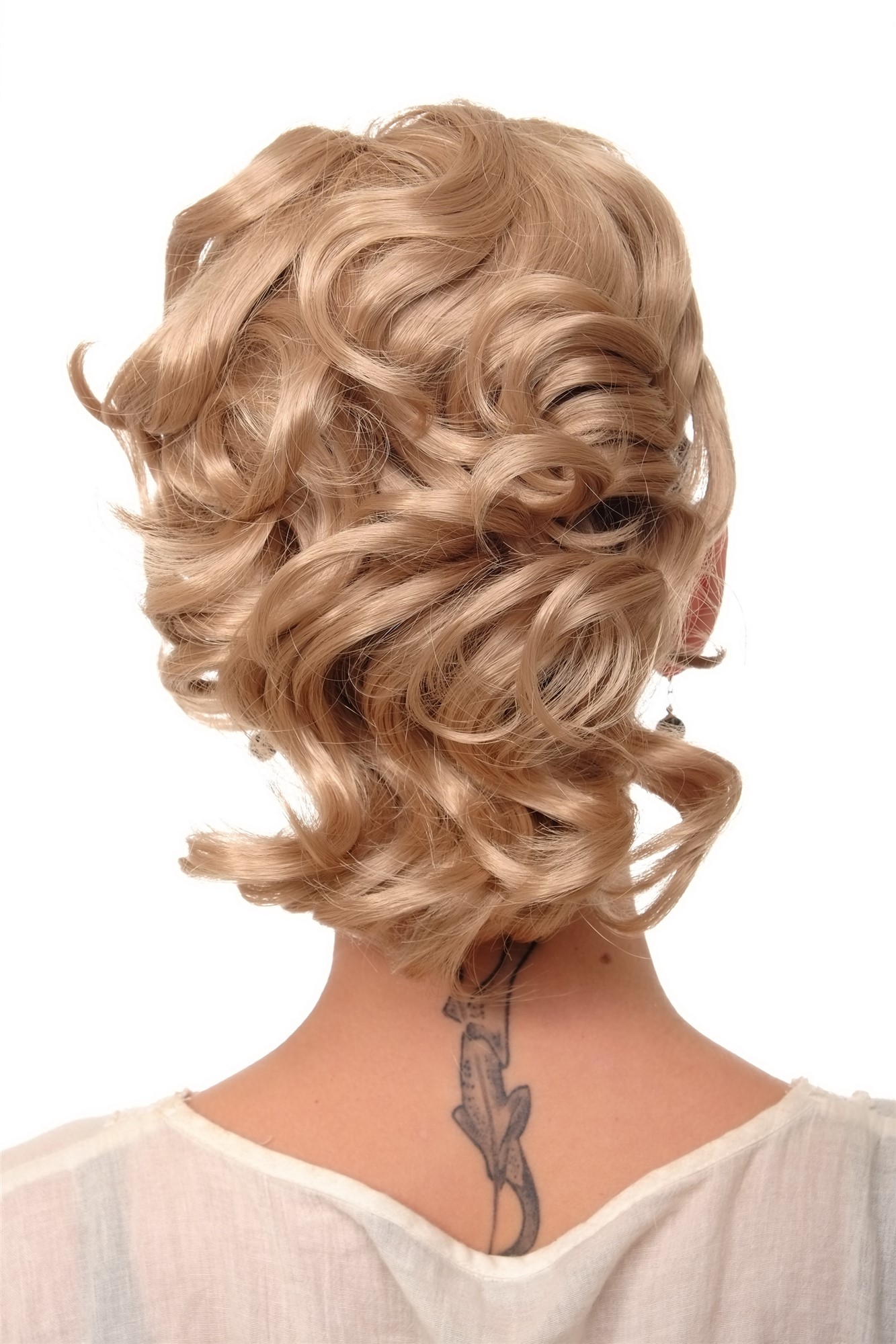 Ponytails, golden blonde, wavy, shoulder-length