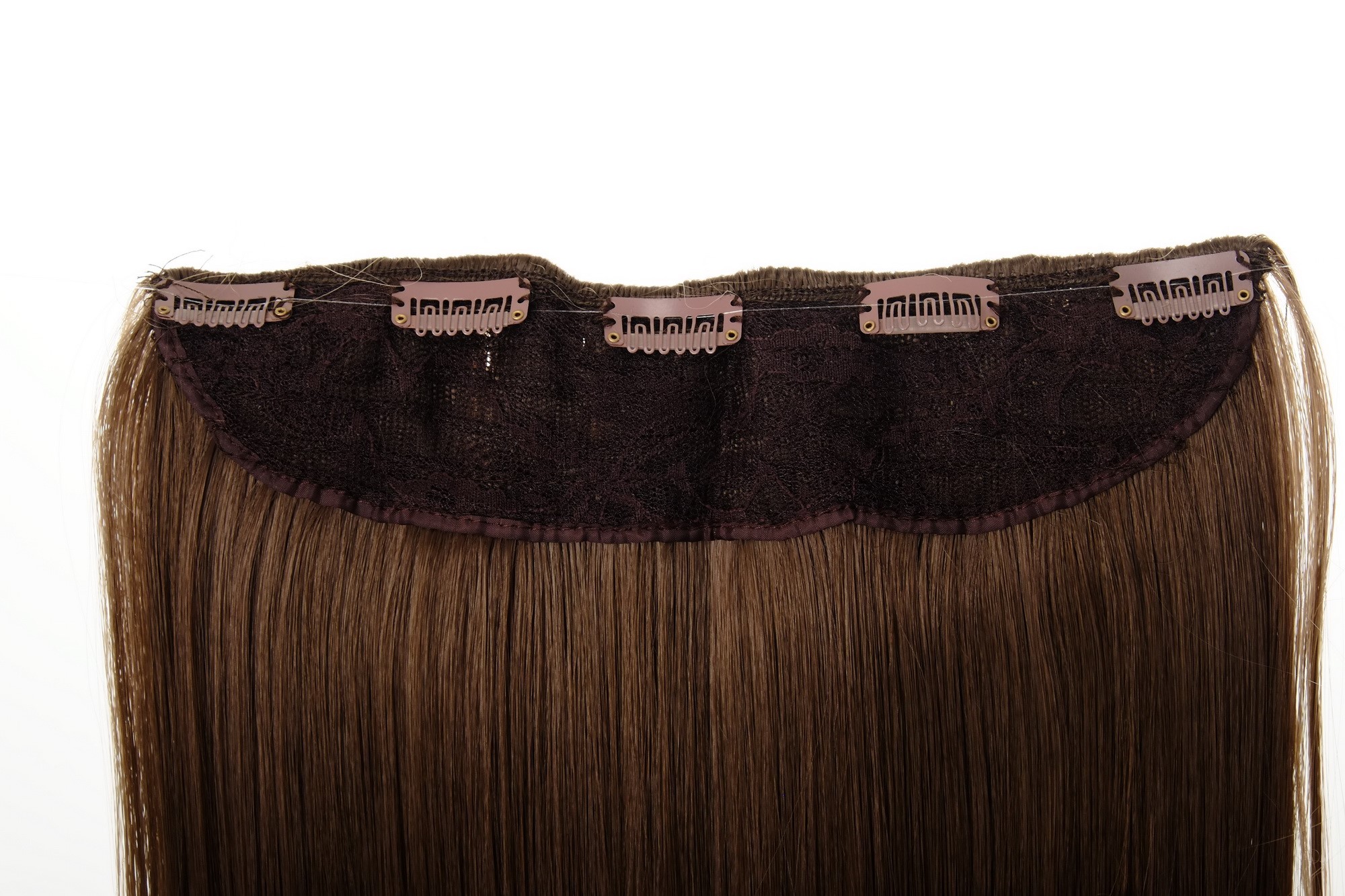 Haarteil Extension 5 Clips Mittel-Goldbraun L30172-10, Ansicht 5, WIG ME UP: Ihr Perücken Online Shop glatte Halbperücke Mittel-Goldbraun 60 cm lang