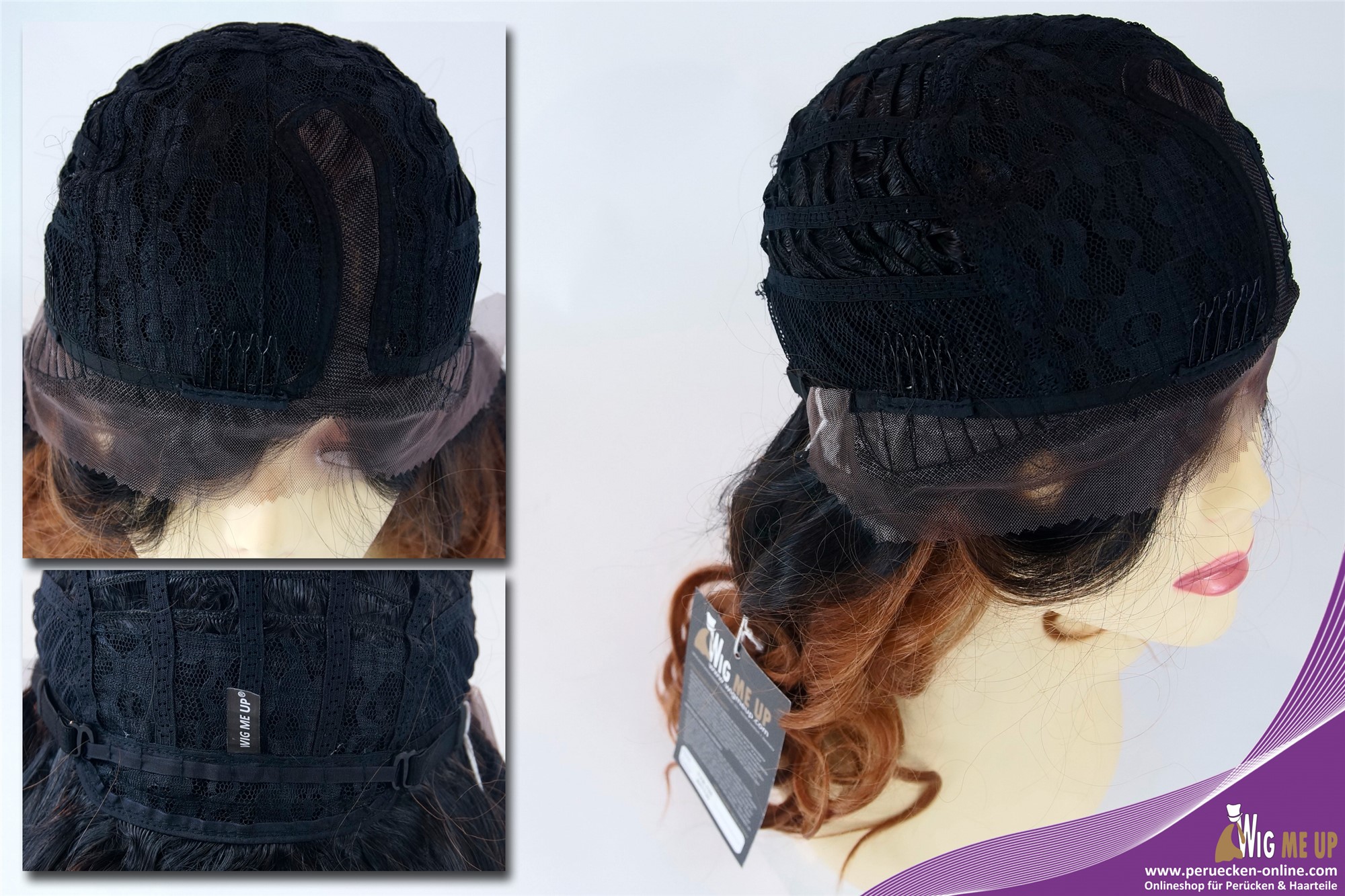 hochwertige Qualitätsperücken, Perücke Lace-Front lang leicht gelockt Ombre Dunkelbraun Rotbraun TYM-758-MF-4TT30, Ansicht 9, WIG ME UP: Ihr Perücken Online Shop lockige Tressen-Perücke mit Teil-Mono Scheitel, Front-Lace Braun-Mix lange Haare für Damen