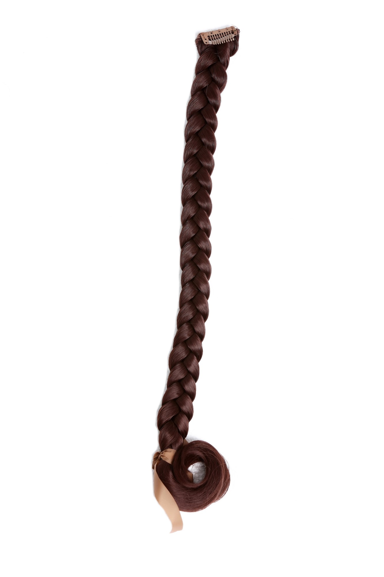 hochwertiger Geflochtener Zopf Flechtzopf mit Clip lang Mahagoni Rotbraun SA101-33, Ansicht 2, WIG ME UP: Ihr Perücken Online Shop geflochtenes Zopf-Haarteil Mahagonibraun 50 cm lang