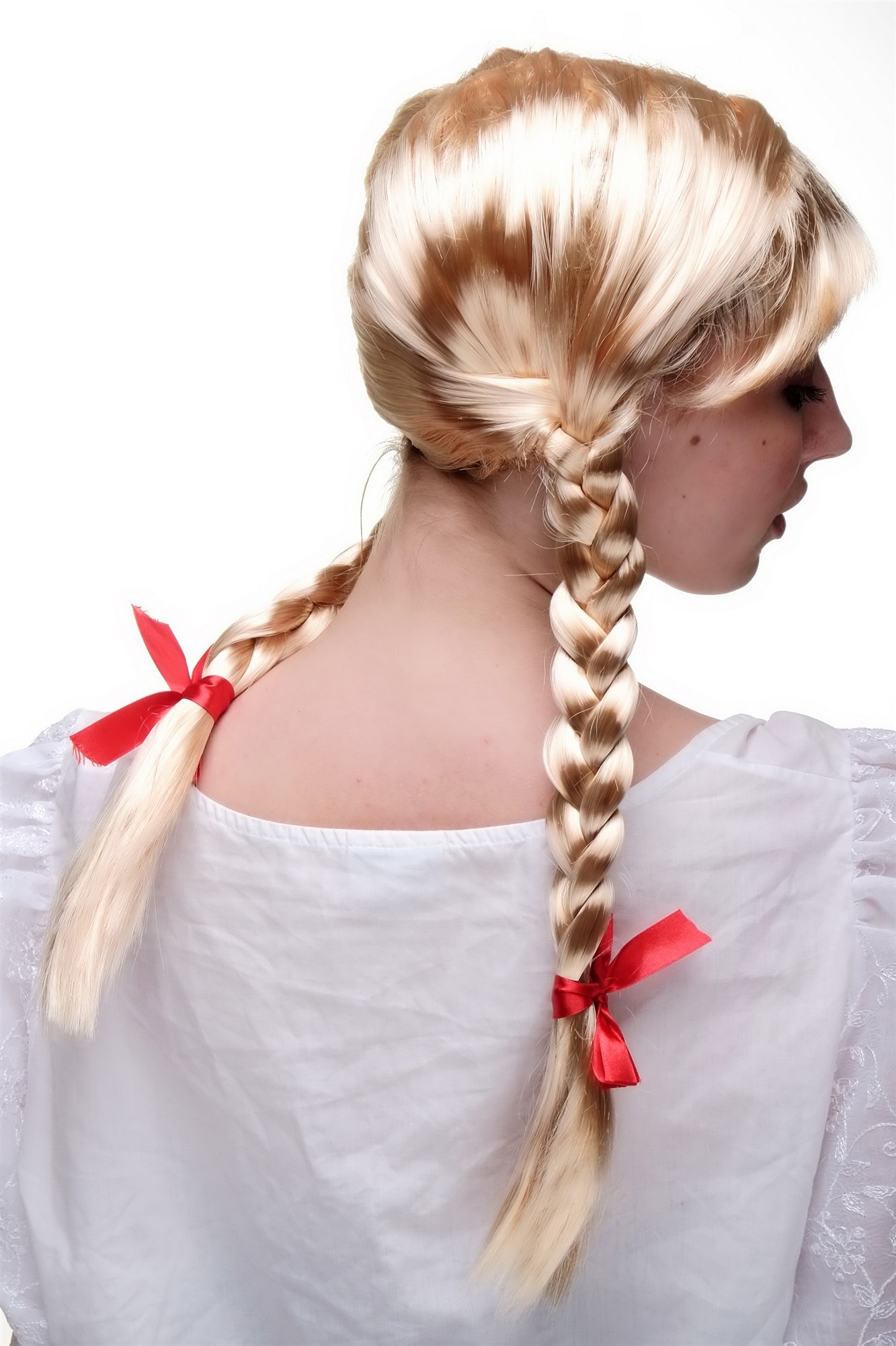 Party/Fancy Dress Lady WIG fringe BLOND 2 long BRAIDS Plaids pigtails OKTOBERFEST Dutch German Maid, view 4, WIG ME UP: Your Perücken Online Shop Party Wig, Ladies, Blonde, straight, long