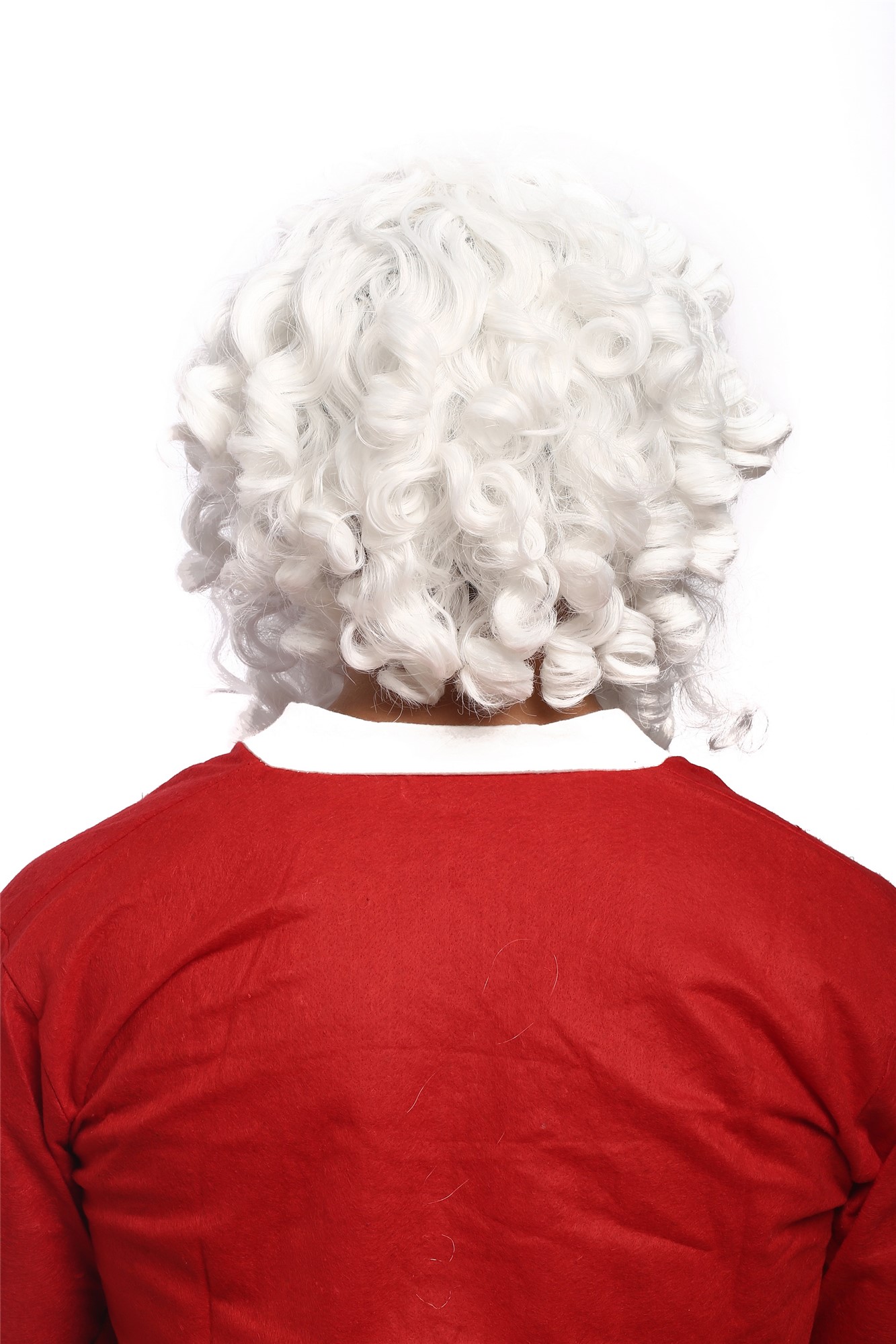günstige Party Perücke, Perücke Bart Weihnachtsmann Santa Weiß 01-A+B-P60, Ansicht 4, WIG ME UP: Ihr Perücken Online Shop lockige Party Perücke Weiß schulterlange Haare für Herren