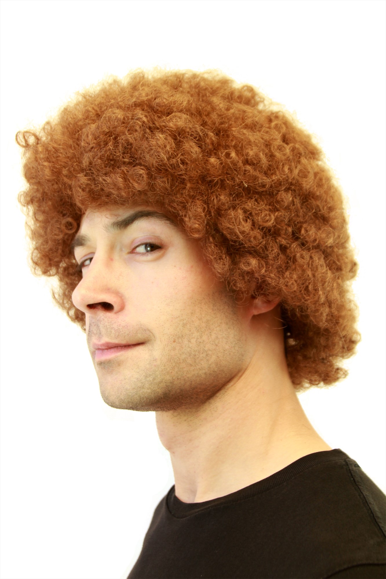 Men's WIG (for Men or Unisex) HIGH  synthetic fiber Afro Style kinky CURLS curly light BROWN, view 3, WIG ME UP: Your Perücken Online Shop Quality Wigs, Men, red-brown, copper, light chestnut, curled, short