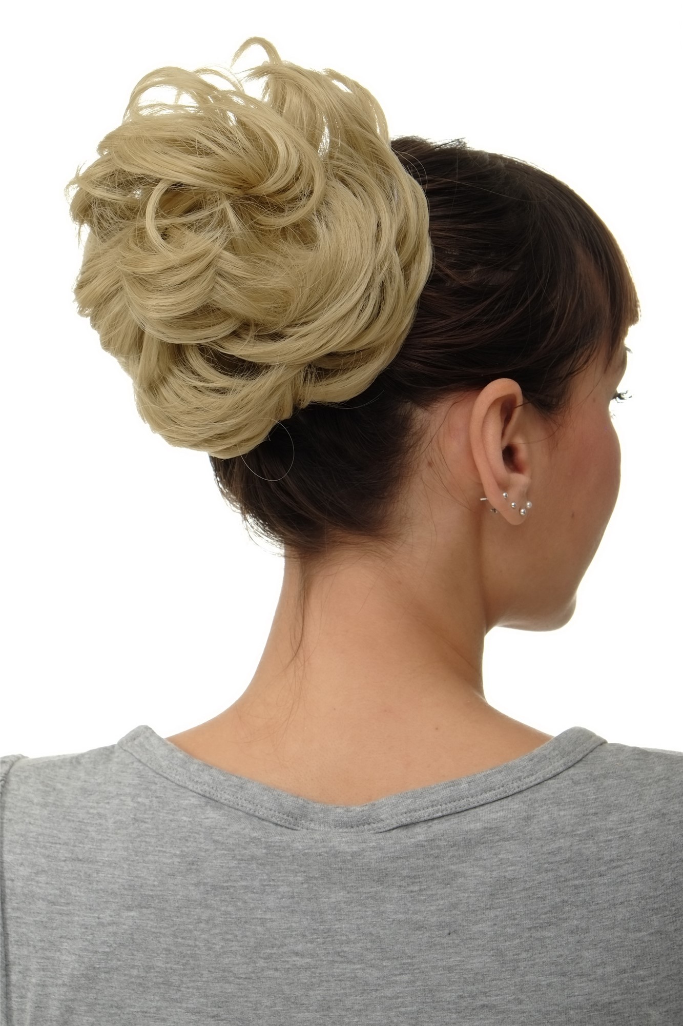 Haarteil Dutt Haarrose Buschig Hell-Honigblond Q840-16, Vorderansicht, WIG ME UP: Ihr Perücken Online Shop lockiger Dutt Haarteil Hell-Honigblond