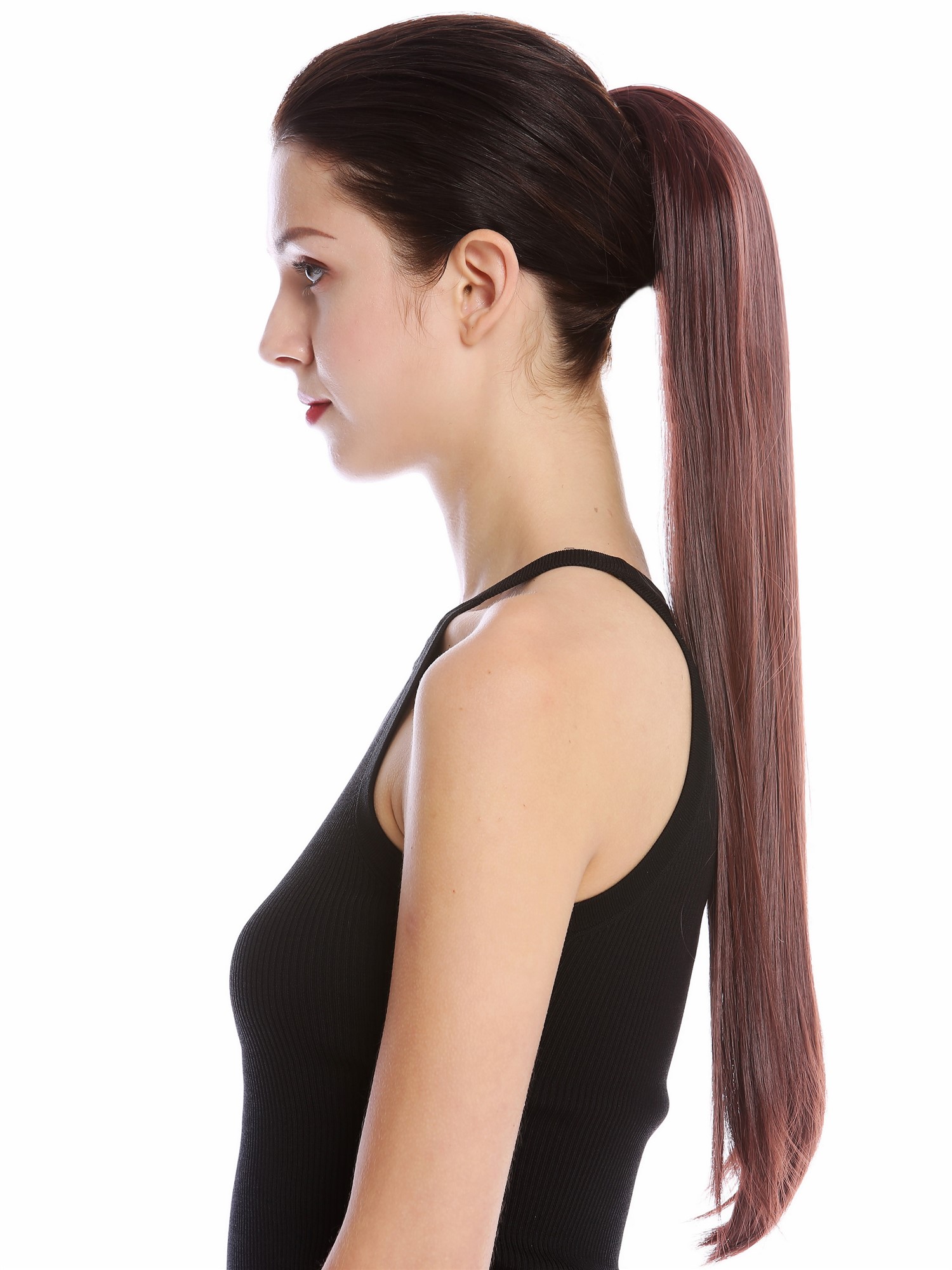 Ponytail Hairpiece comb ribbon wrap-around long smooth auburn mahogany YZF-1094S, view 3, WIG ME UP: Your Perücken Online Shop Ponytails, mahogany brown, straight, long