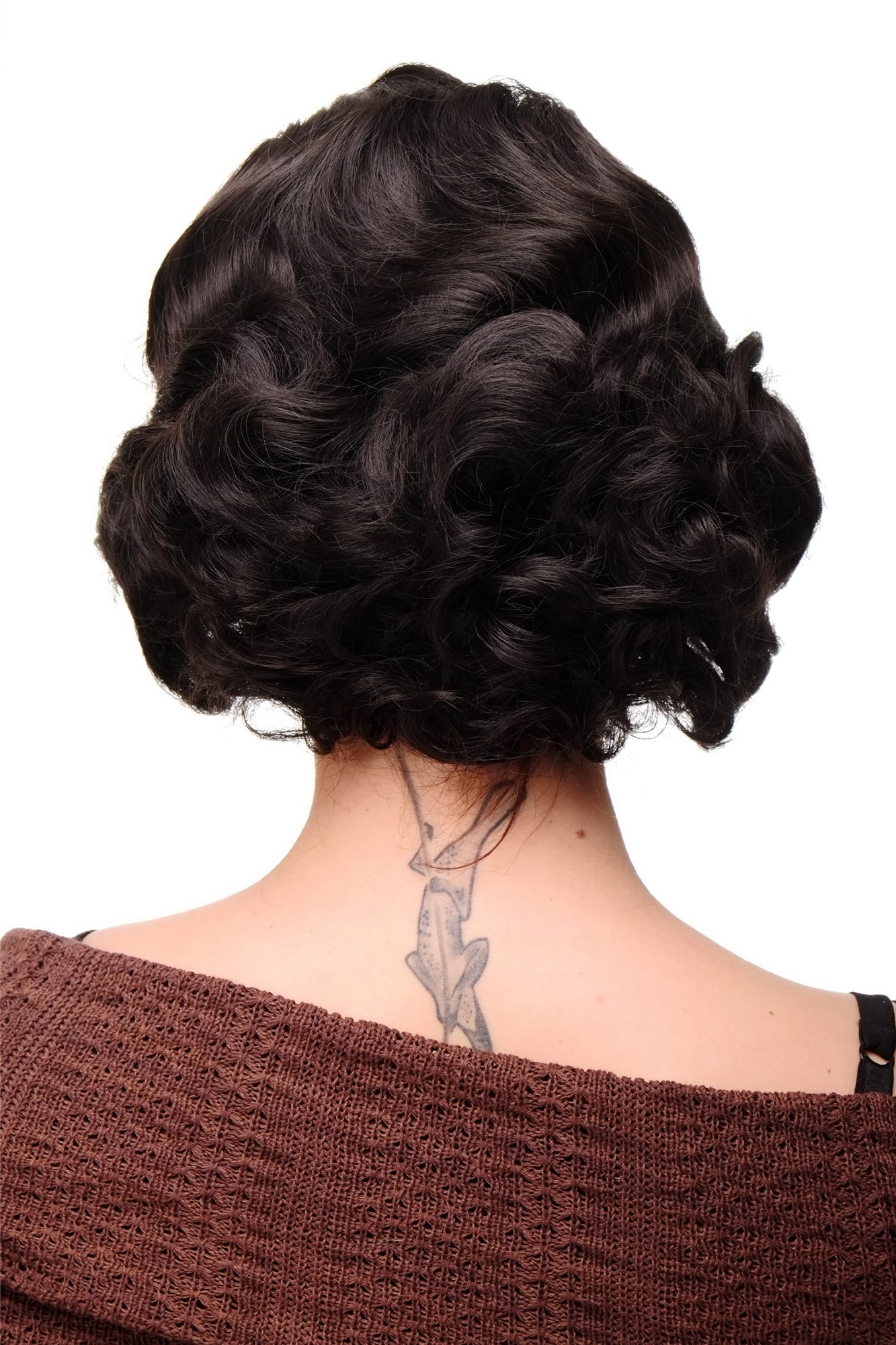 Lady  Wig Short Bob 20s 30s Twenties Movie Star Diva Charleston Swing Style Wave Dark Brown, view 4, WIG ME UP: Your Perücken Online Shop Quality Wigs, Ladies, dark brown, wavy, short