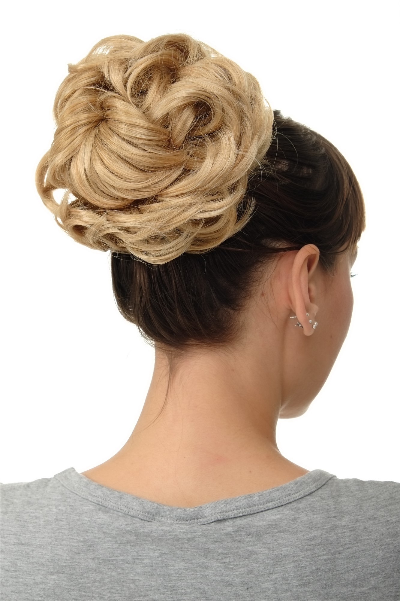 Haarteil Dutt Haarrose Buschig Goldblond-Hellblond-Mix Q840-611B, Vorderansicht, WIG ME UP: Ihr Perücken Online Shop lockiger Dutt Haarteil Goldblond-Hellblond-Mix