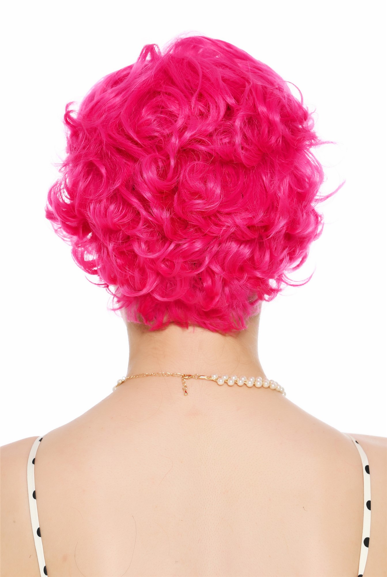 Perücke Damen kurz wild gewellt gelockt Scheitel Pink Rosa VK-70-HTY8D
