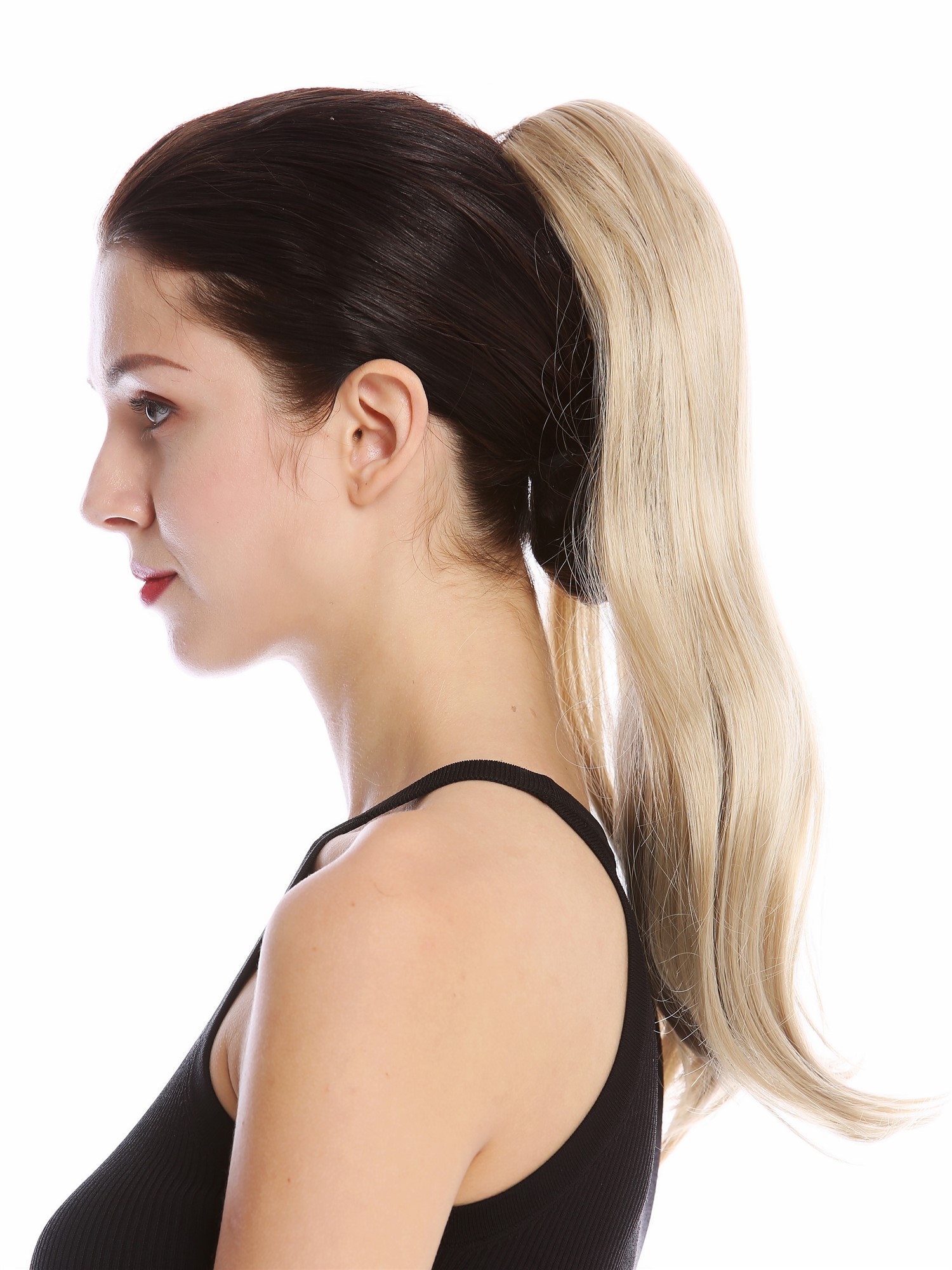 hochwertiger Zopf Pferdeschwanz lang glatt Aschblond TZB-26A-V-24, Ansicht 3, WIG ME UP: Ihr Perücken Online Shop glattes Zopf-Haarteil Aschblond 45 cm lang