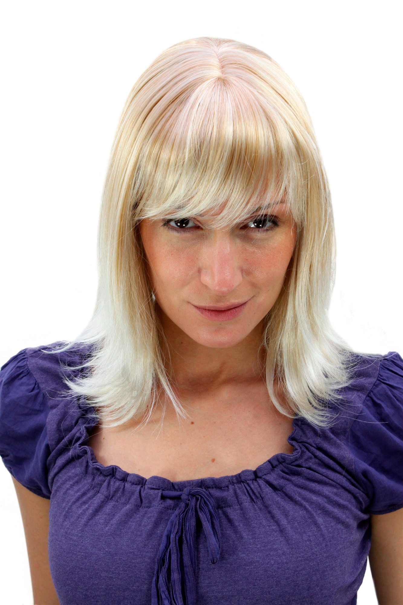 hochwertige Qualitätsperücken, Damen Perücke lang mit gewellten Spitzen Natürlicher Blond-Mix 3017-27T613, Vorderansicht, WIG ME UP: Ihr Perücken Online Shop glatte Tressen-Perücke mit Kopfhaut-Imitat Erdbeerblond und Platinblond schulterlange Haare für Damen