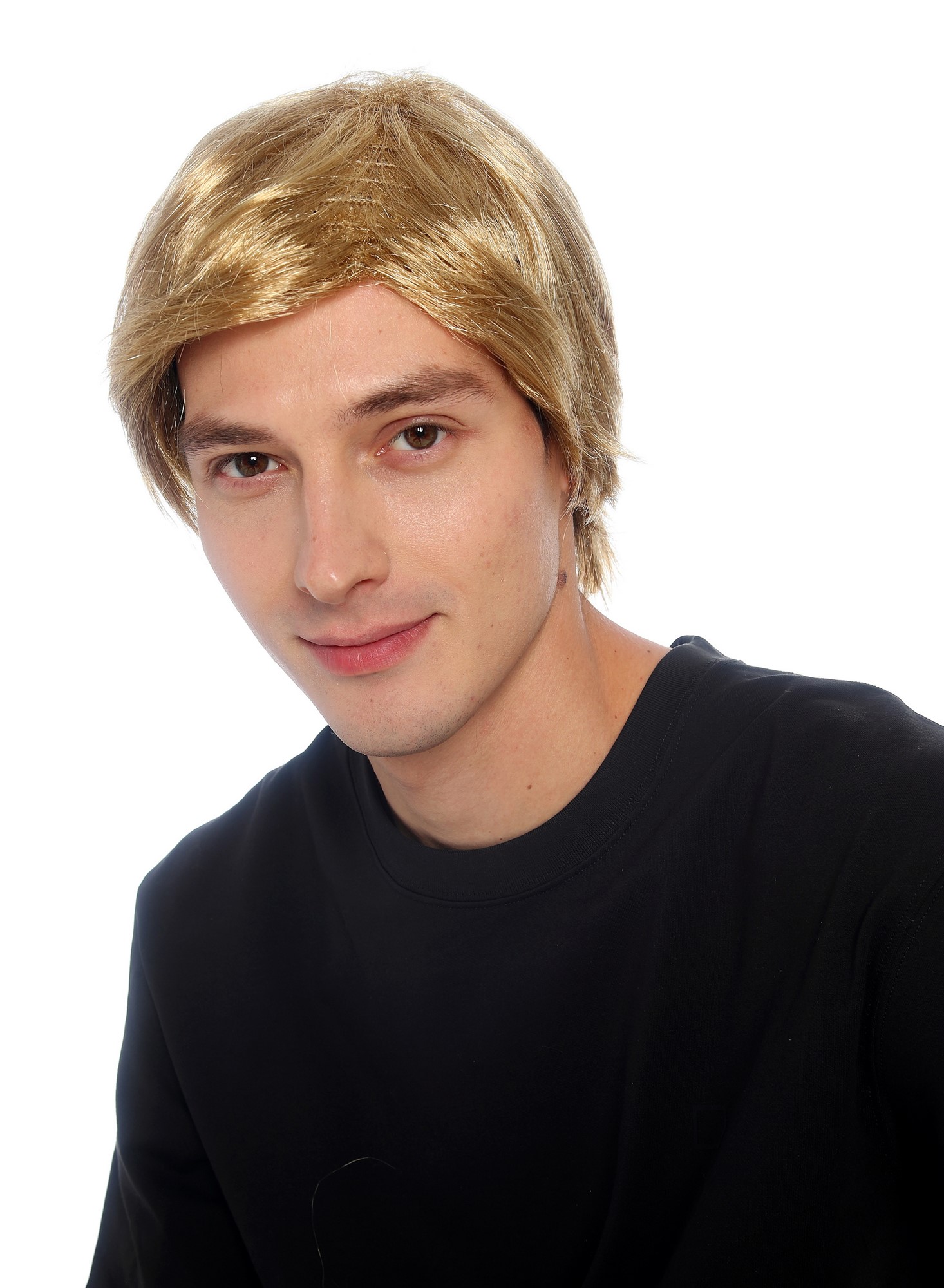 glatte Party-Perücke Gold-Blond-Mix 30 cm lange Perücke für Herren