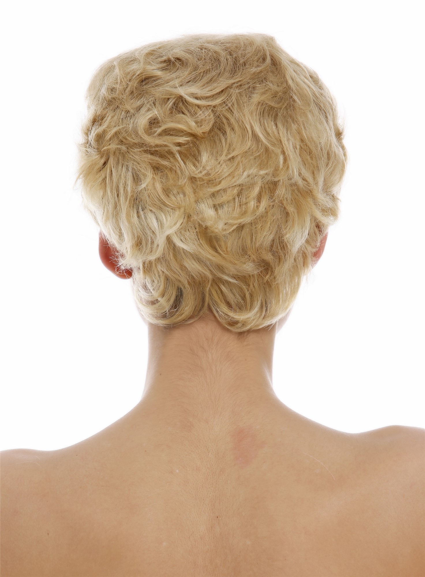 hochwertige Qualitätsperücken, Perücke Echthaar Damen Herren kurz Pixie wild wellig Blond gesträhnt BHH-11-24H613, Ansicht 5, WIG ME UP: Ihr Perücken Online Shop wellige Tressen-Perücke Aschblond-Platinblond-Mix kurze Haare für Damen