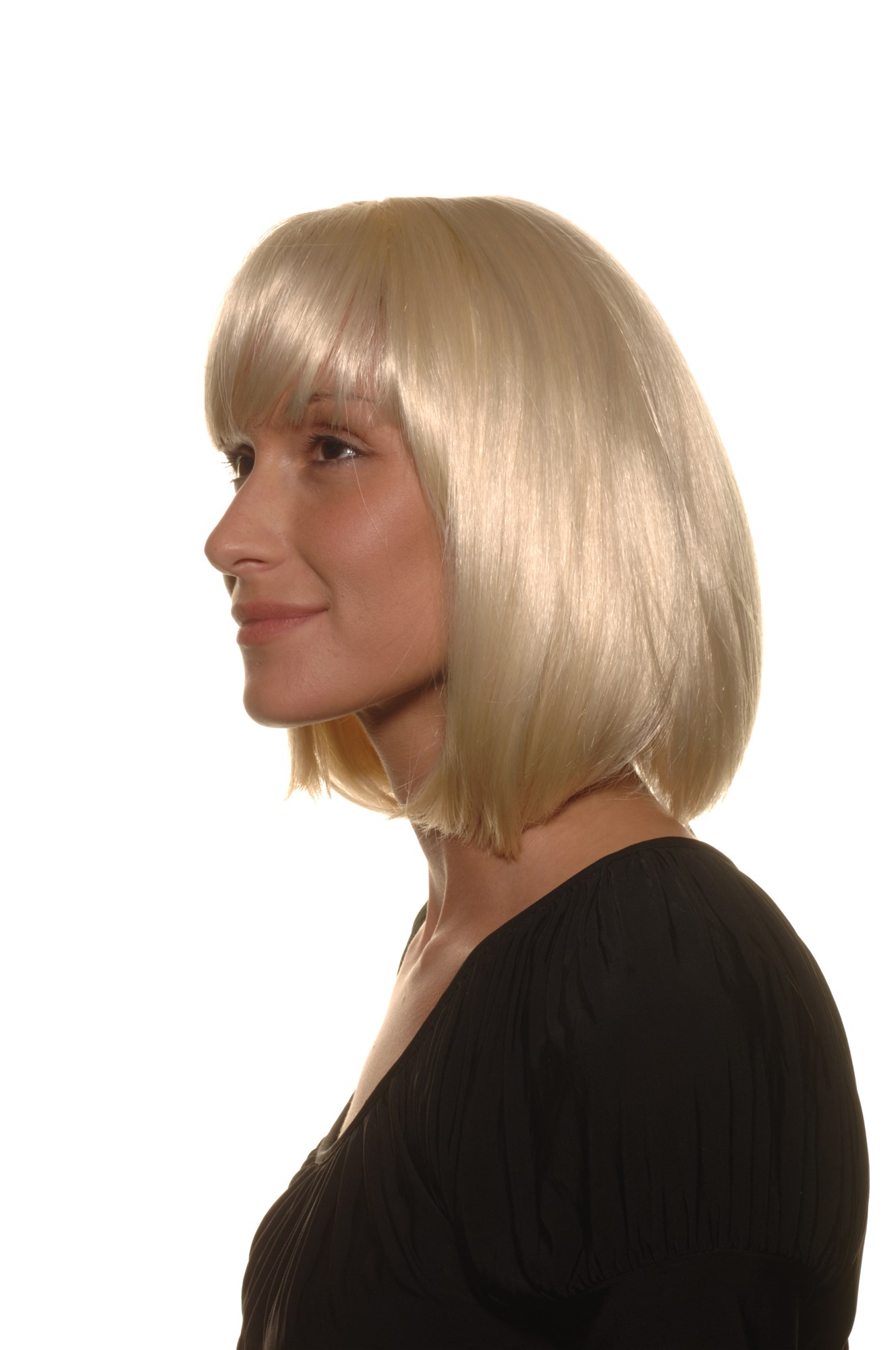 hochwertige Qualitätsperücken, Perücke Damen Bobfrisur Long Bob Pony glatt platinblond 7803-613, Ansicht 4, WIG ME UP: Ihr Perücken Online Shop glatte Tressen-Perücke mit Kopfhaut-Imitat Platinblond kurze Haare für Damen