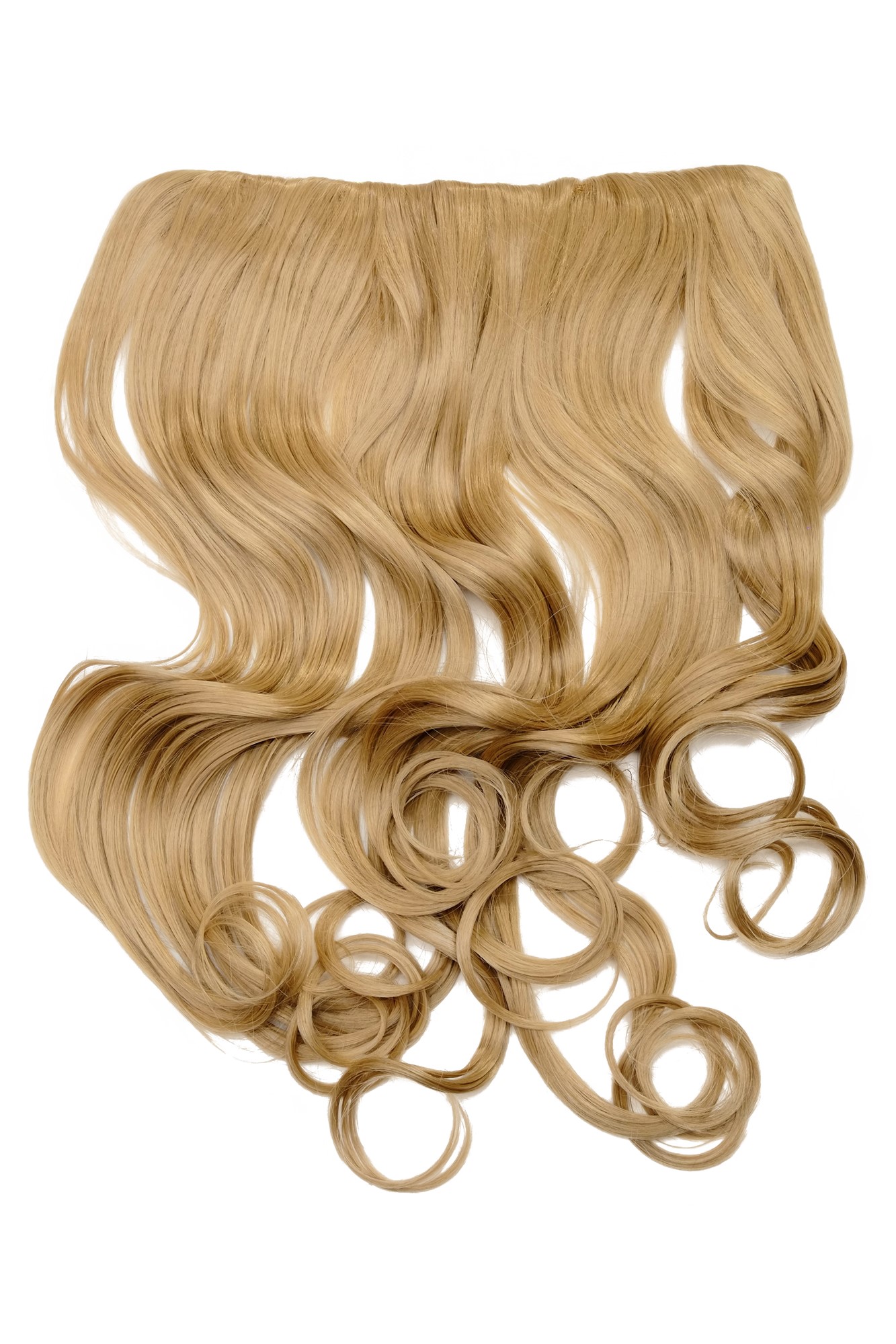 Haarverlängerung 5 Clips lockig dunkles Goldblond WH5008-180C-25, Vorderansicht, WIG ME UP: Ihr Perücken Online Shop lockige Halbperücke Kupferblond 50 cm lang