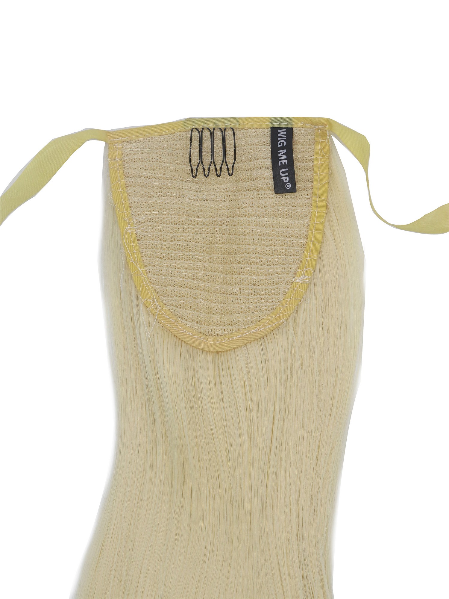 hochwertiges Haarteil Zopf Steckkamm + Band Lang Glatt Lichtblond YZF-1094S-613, Ansicht 5, WIG ME UP: Ihr Perücken Online Shop glattes Zopf-Haarteil Platinblond 65 cm lang