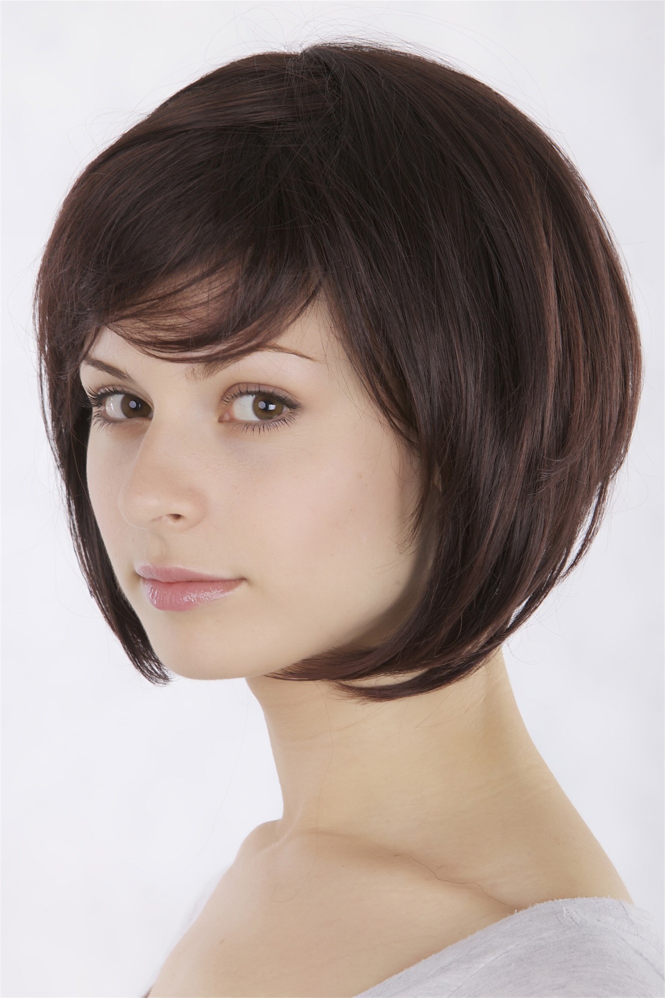 hochwertige Qualitätsperücken, Frauen Perücke Bob Scheitelfrisur Dunkelbraun-Mix 49023-2T33, Ansicht 2, WIG ME UP: Ihr Perücken Online Shop glatte Tressen-Perücke mit Kopfhaut-Imitat Braun kurze Haare für Damen