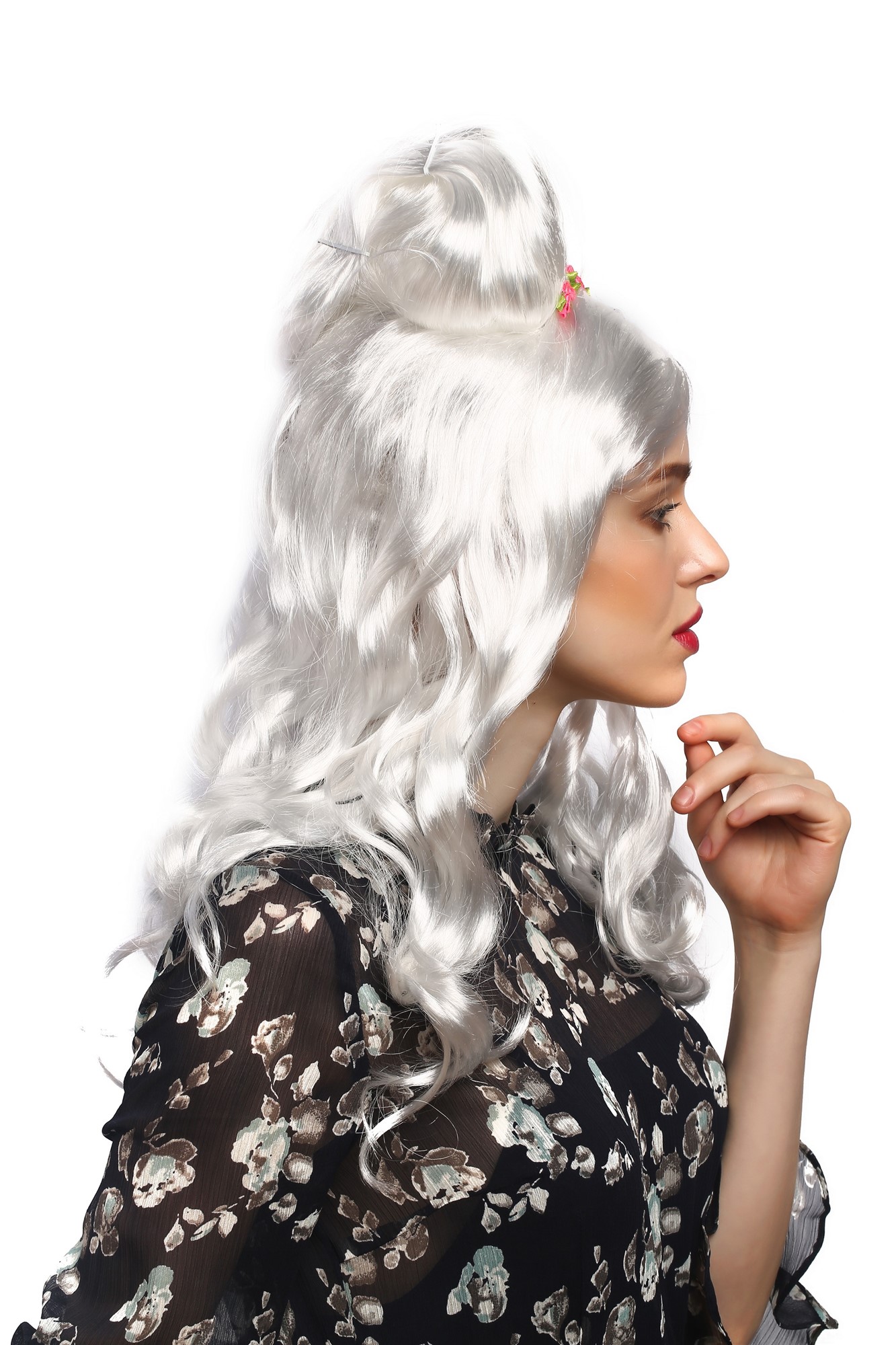 Lady party wig baroque renaissance beehive white princess queen hairband 31797, view 4, WIG ME UP: Your Perücken Online Shop Party Wig, Ladies, White, Braided, long
