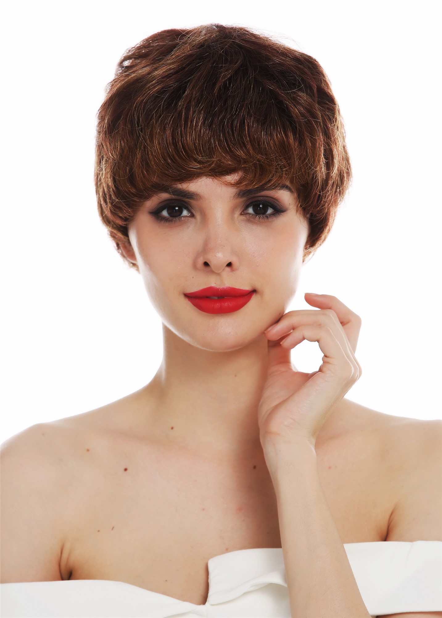 Lady wig monofilament short androgynous brown highlights light brown PAM-MT, view 3, WIG ME UP: Your Perücken Online Shop Quality Wigs, Ladies, brown mix, straight, short