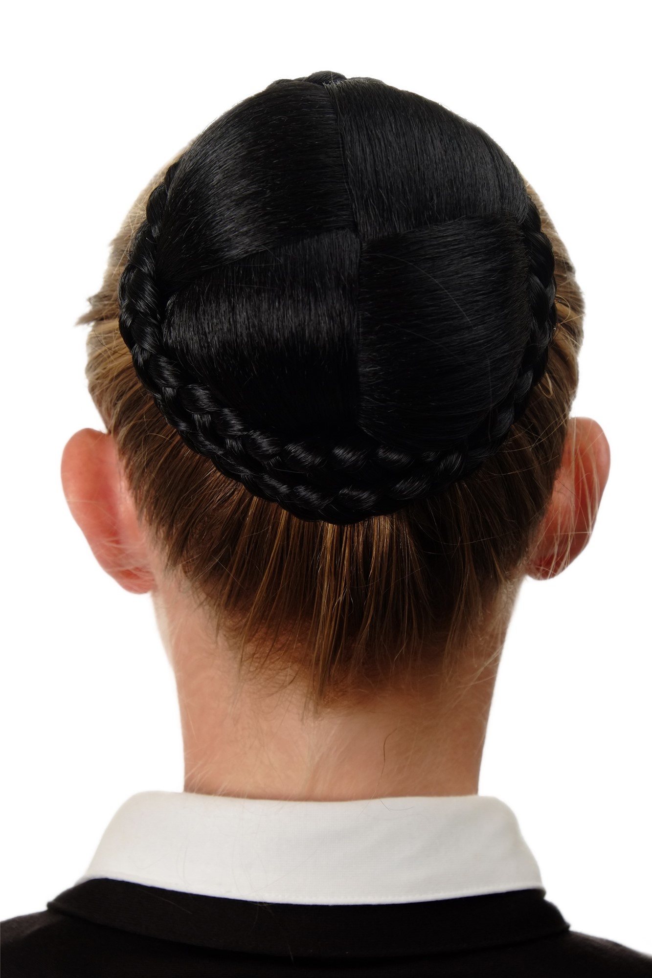 Dutt Haarteil geflochten Haarknoten Samtschwarz N796-1B, Vorderansicht, WIG ME UP: Ihr Perücken Online Shop geflochtener Dutt Haarteil Samtschwarz