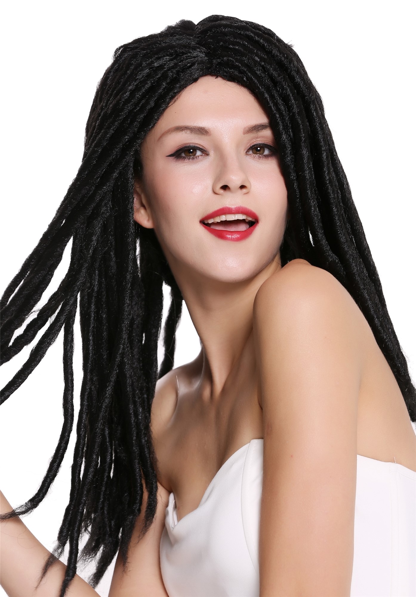 Man Lady Party Wig Dreadlocks Rasta Rastafari Black 91587-ZA103, view 6, WIG ME UP: Your Perücken Online Shop Party Wig, Unisex, Black, curled, long