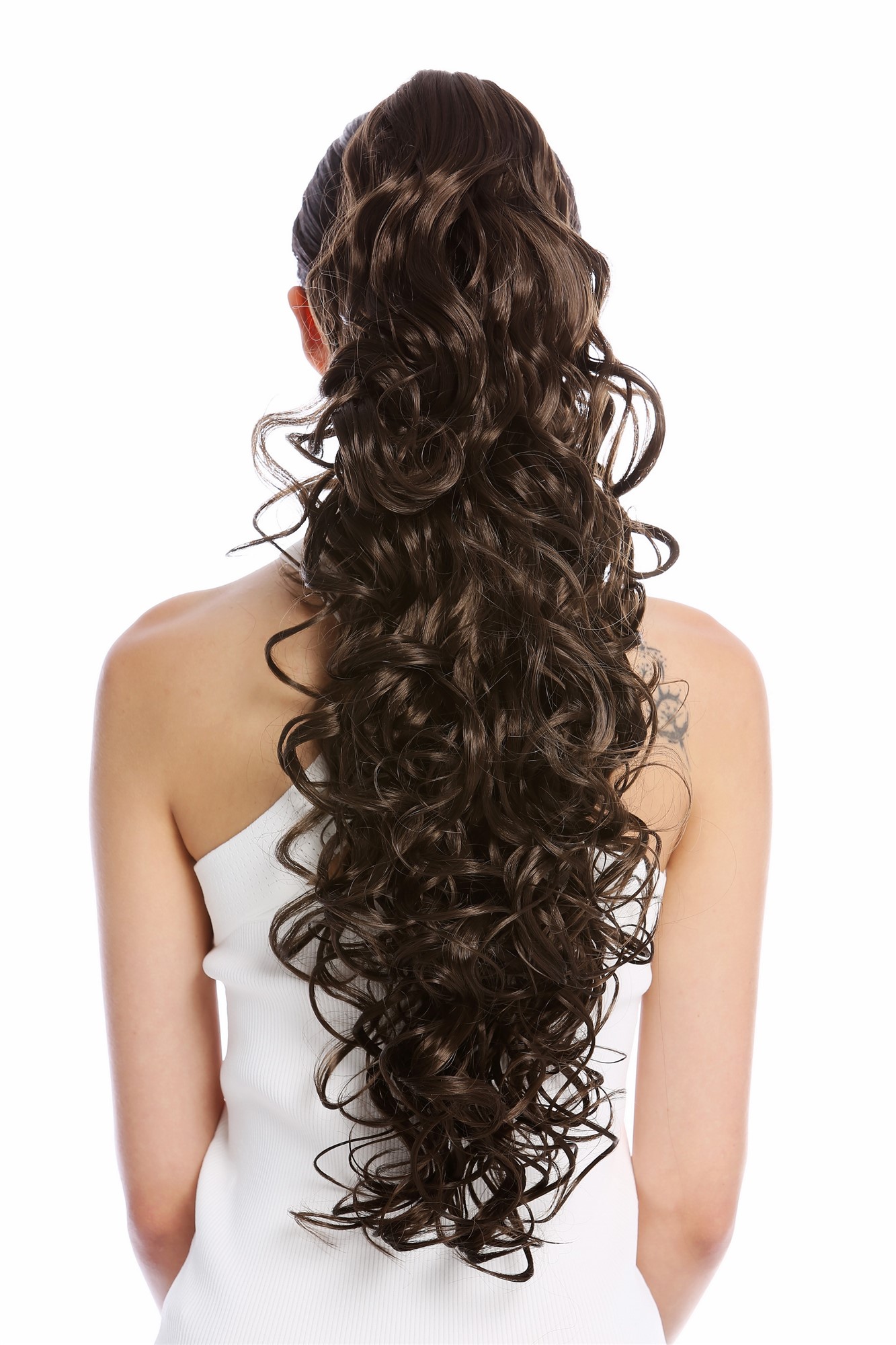 Ponytail Hairpiece very long voluminous curled curls medium brown 25" N1095, view 2, WIG ME UP: Your Perücken Online Shop Ponytails, dark ash brown, curled, long