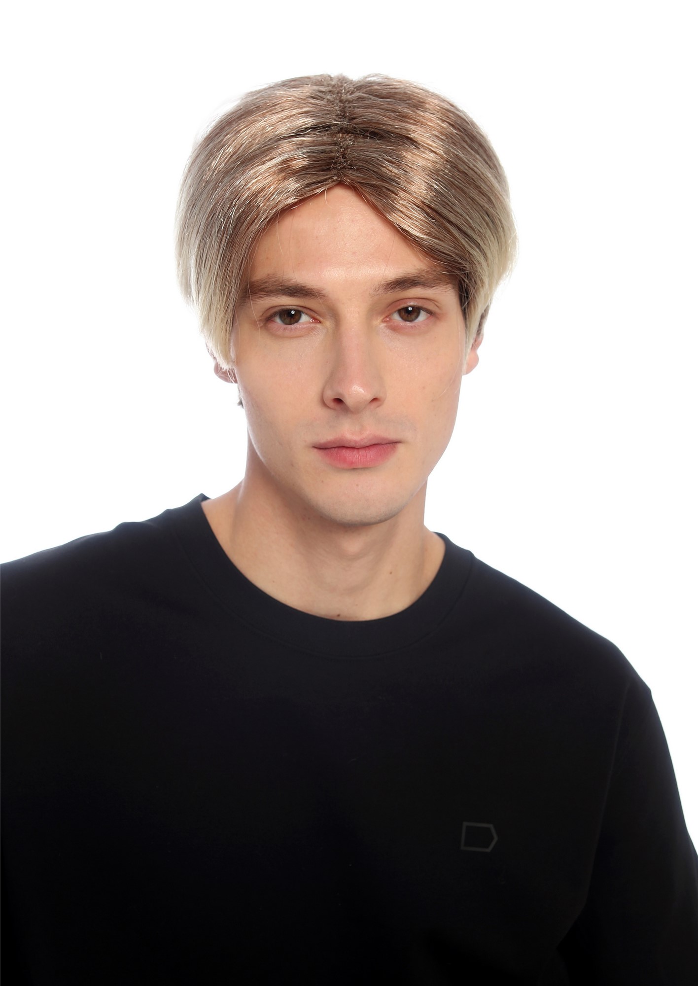 glatte Party-Perücke Rostbraun-Blond mit hellen auslaufenden Strähnen 25 cm lange Perücke für Unisex