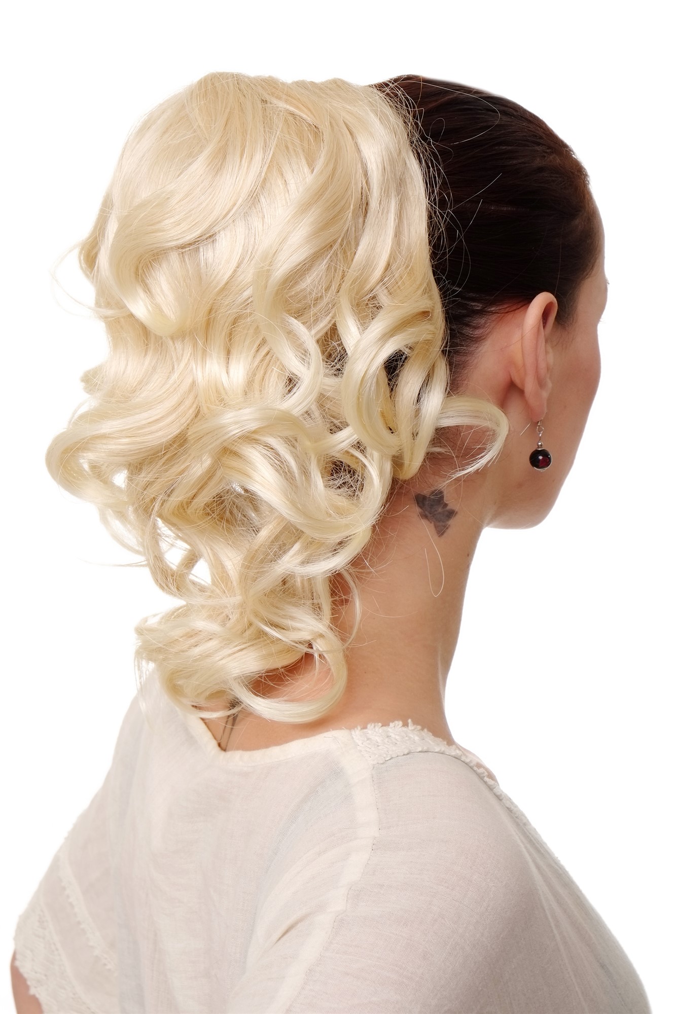 hochwertiges Haarteil gewellt halblang 35 cm 1 Kamm + Gummizug Blond-Mix Modell: JL-3023, Vorderansicht, WIG ME UP: Ihr Perücken Online Shop welliges Zopf-Haarteil Blond-Mix 35 cm lang