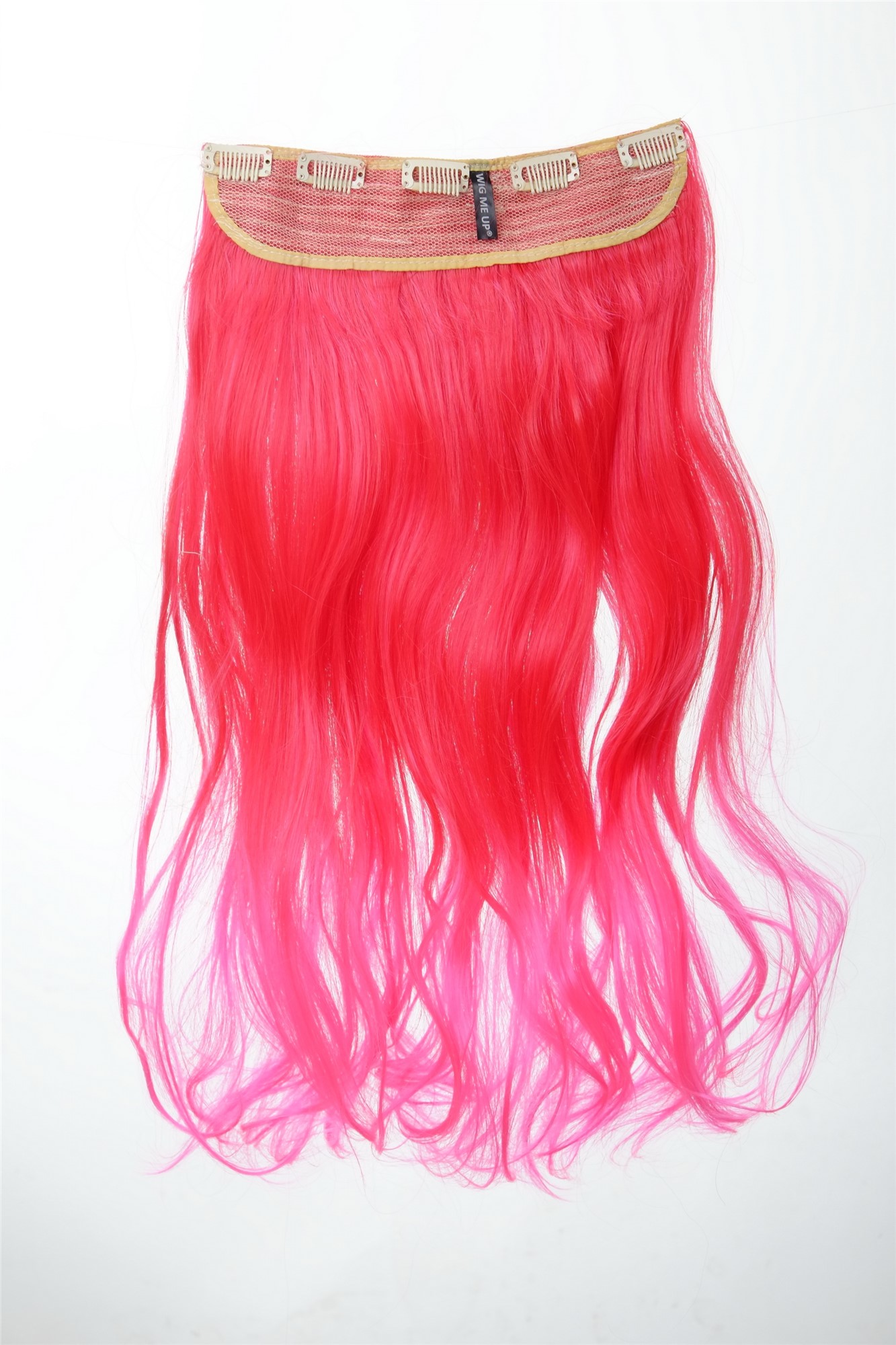 5 Clip-In Extension lockig Ombre Knallrot-Neonrosa-Mix YZF-3180P-113/TF2315, Ansicht 2, WIG ME UP: Ihr Perücken Online Shop wellige Halbperücke Knallrot-Neonrosa-Mix 50 cm lang