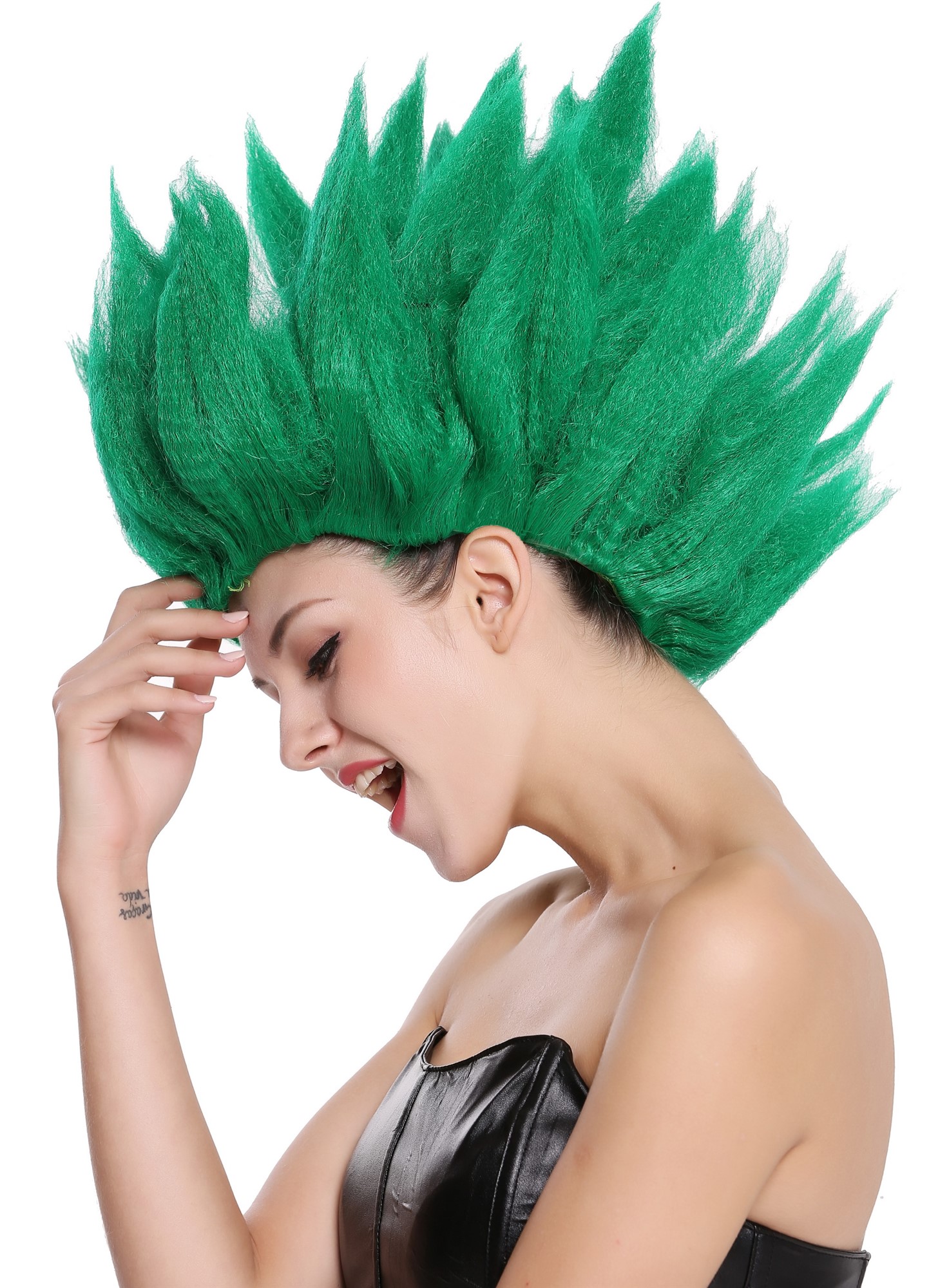 Party Wig, Unisex, Green, wavy, short