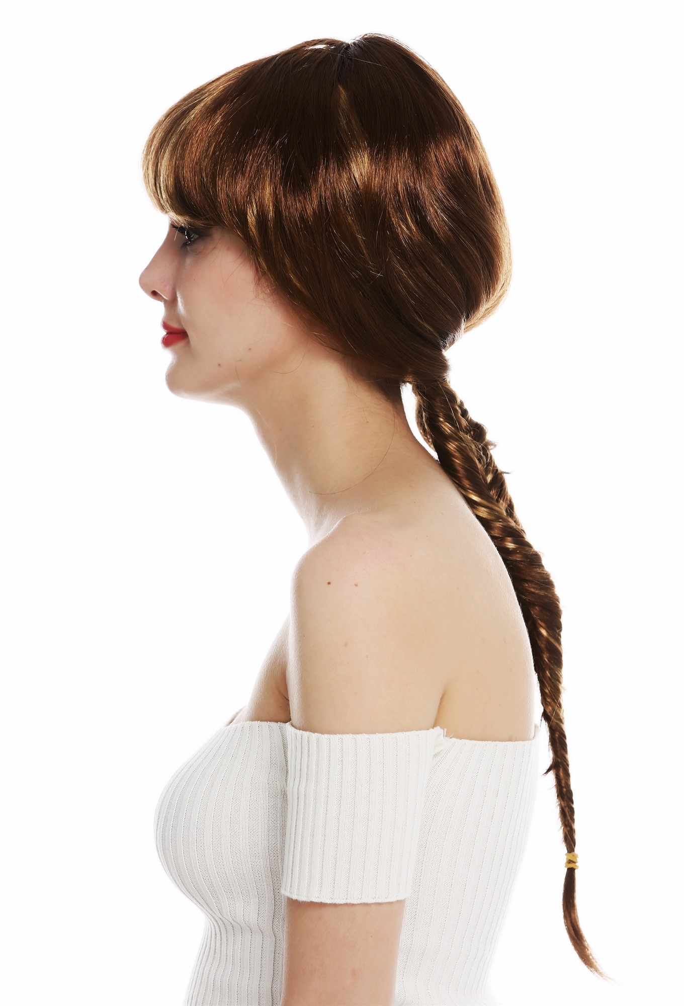 günstige Party Perücke, Perücke lang Zopf geflochten Braun Blond gesträhnt 31820-ZA8-88C, Ansicht 3, WIG ME UP: Ihr Perücken Online Shop geflochtene Party Perücke Mittelbraun-Goldblond-Mix lange Haare für Damen