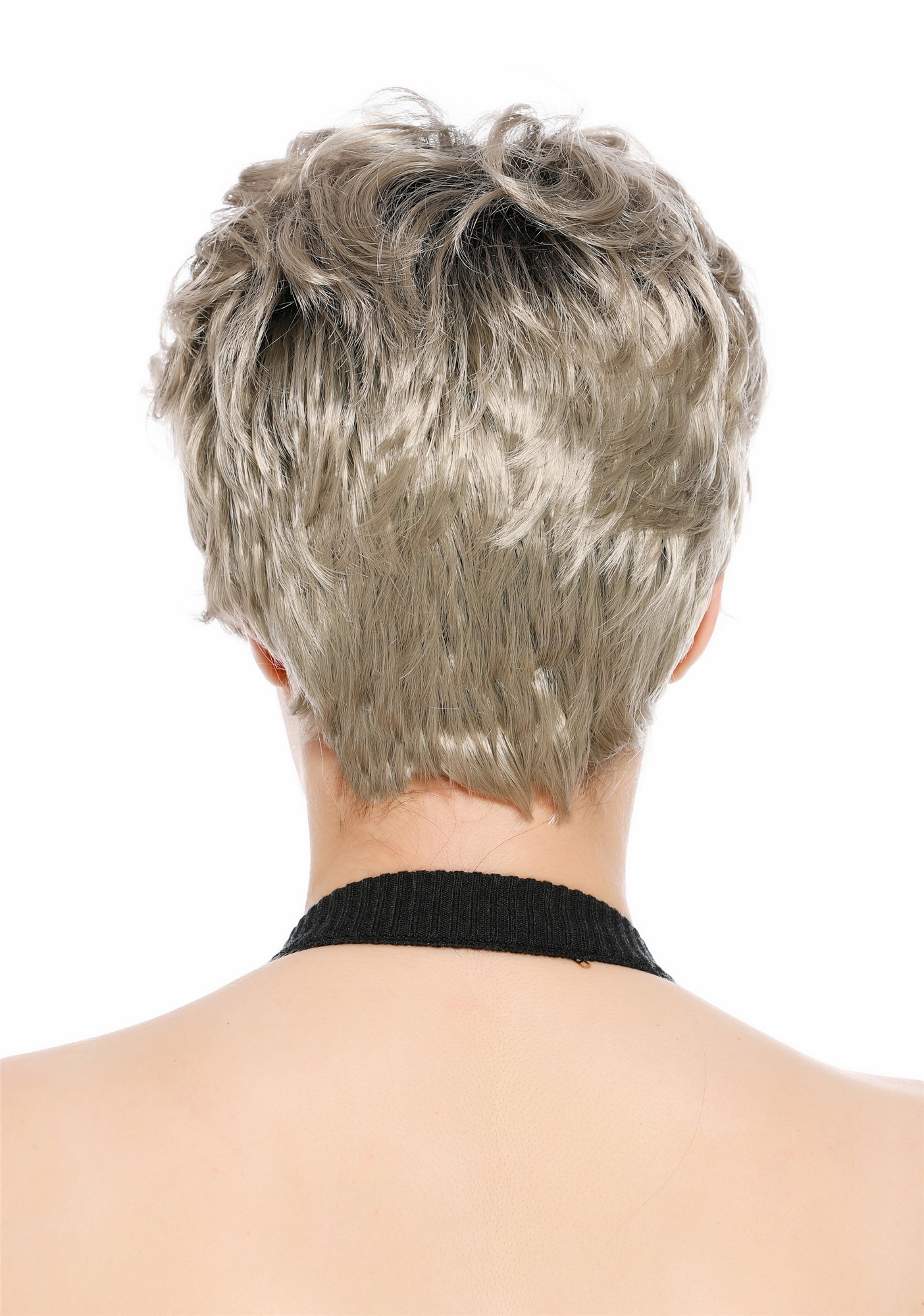 Perücke Damen Herren Frauen kurz androgyn burschikos wellig braun aschblond VK-60-F101YS4