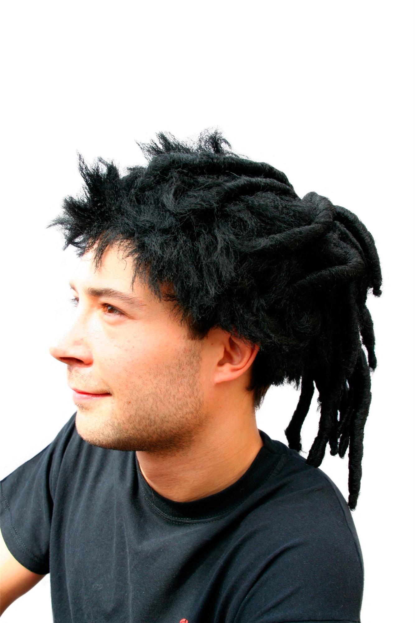 Halloween wig men women rastafari reggae black rasta dreadlocks pigtail 1304, front view, WIG ME UP: Your Perücken Online Shop Party Wig, Ladies, Black, curled, shoulder-length