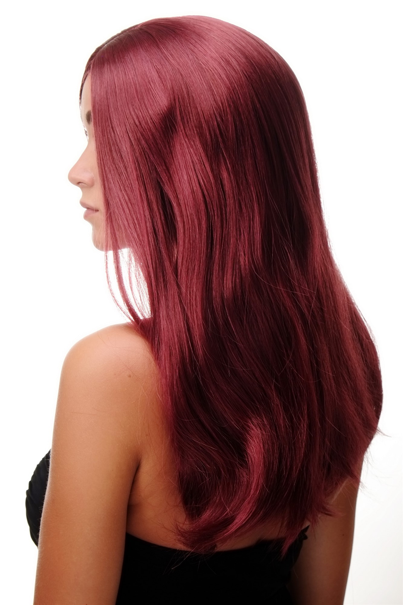 glatte Tressen-Perücke mit Kopfhaut-Imitat Rot lange Haare für Damen