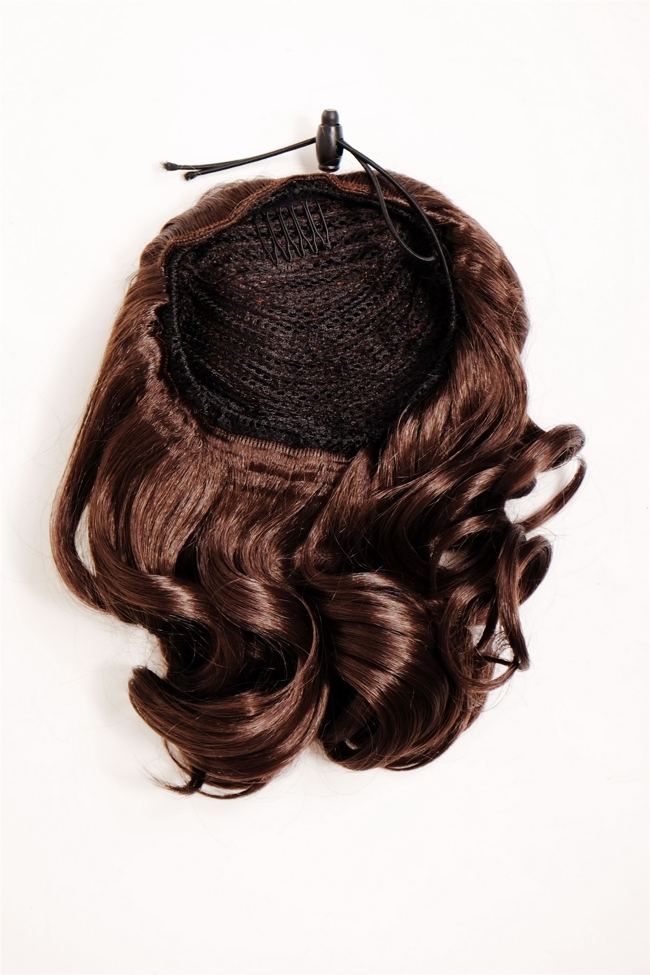 hochwertiges Haarteil gewellt halblang 1 Kamm + Gummizug mittleres Braun Modell: JL-3023, Ansicht 4, WIG ME UP: Ihr Perücken Online Shop welliges Zopf-Haarteil Mittel-Goldbraun 35 cm lang