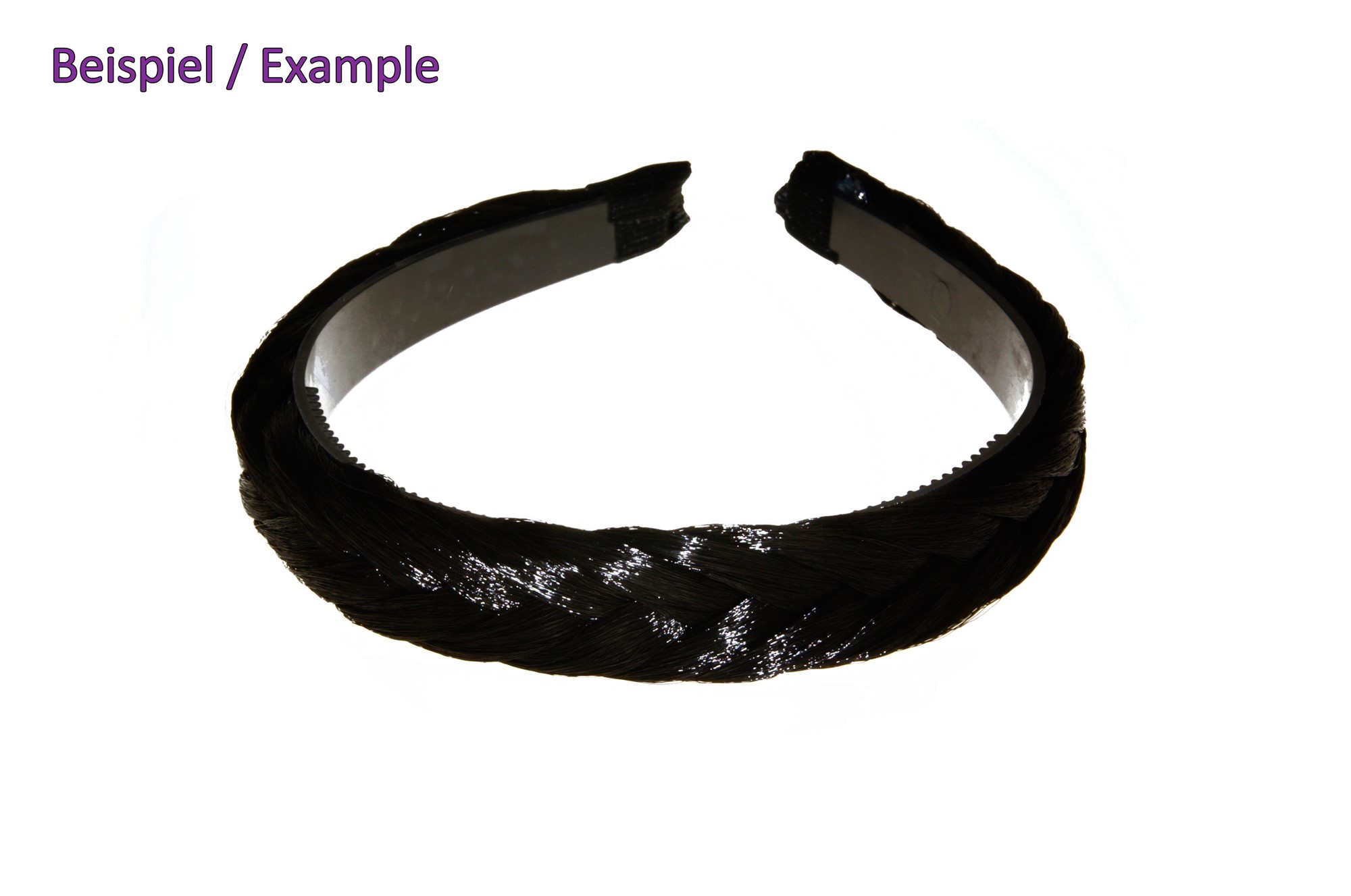 Geflochtener Haarreif 2 cm breit Tiefschwarz CXT-001-001, Ansicht 5, WIG ME UP: Ihr Perücken Online Shop Haarreifen geflochten Schwarz 55 cm