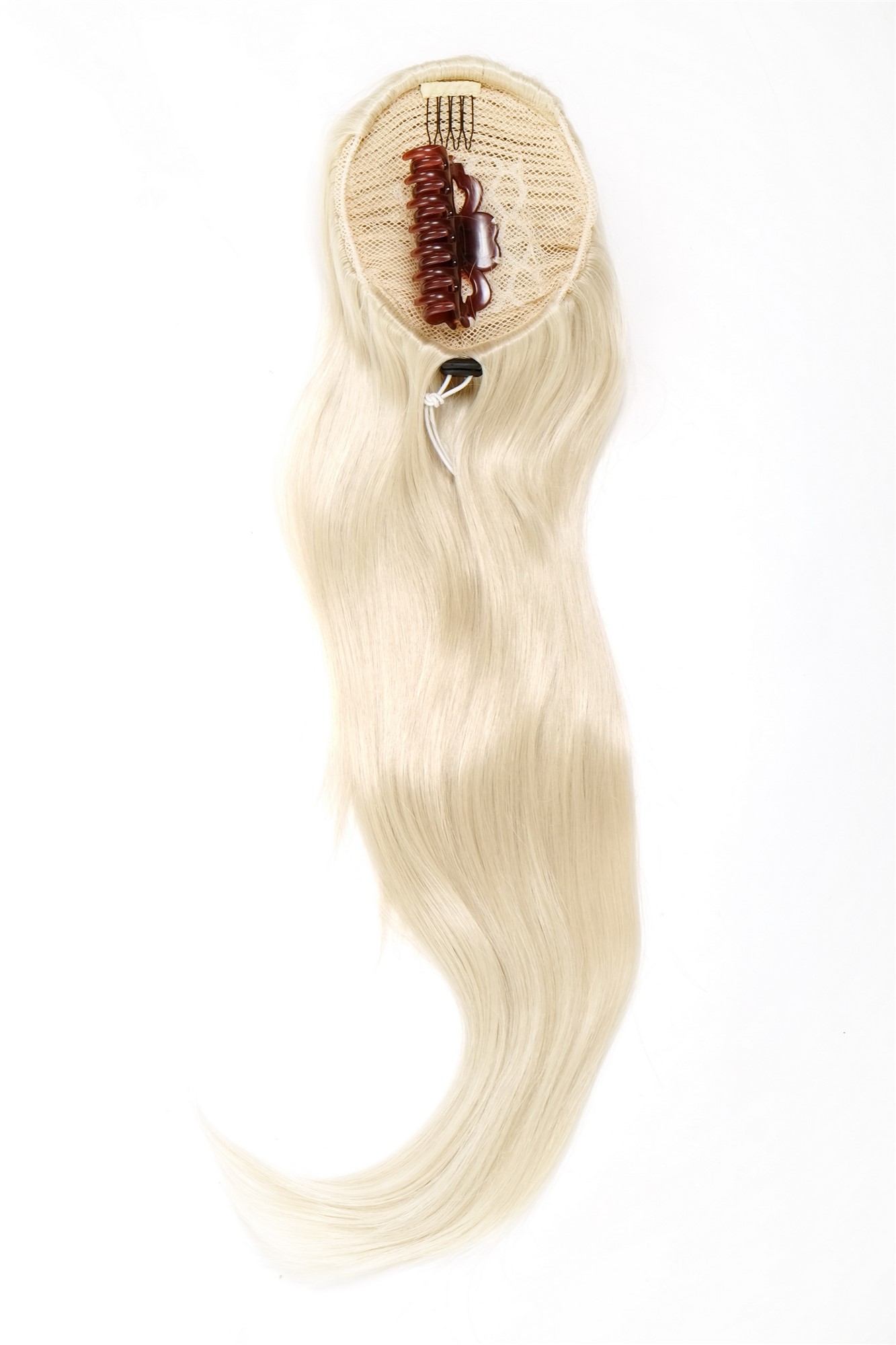 hochwertiges Haarteil voluminös glatt Butterfly-Clip + Gummizug Lichtblond WK06-88, Ansicht 3, WIG ME UP: Ihr Perücken Online Shop glattes Zopf-Haarteil Lichtblond 60 cm lang