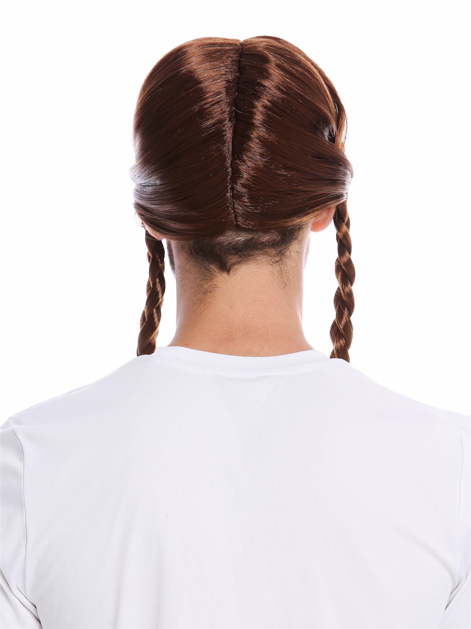 Man Party Wig & Mustache Set brown long braids braided plaited Gaul Viking 91099, view 4, WIG ME UP: Your Perücken Online Shop Party Wig, Men, Brown, Braided, long