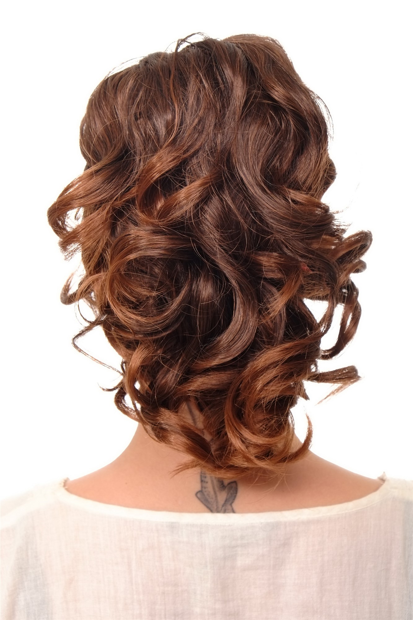 Ponytails, brown mix, wavy, shoulder-length