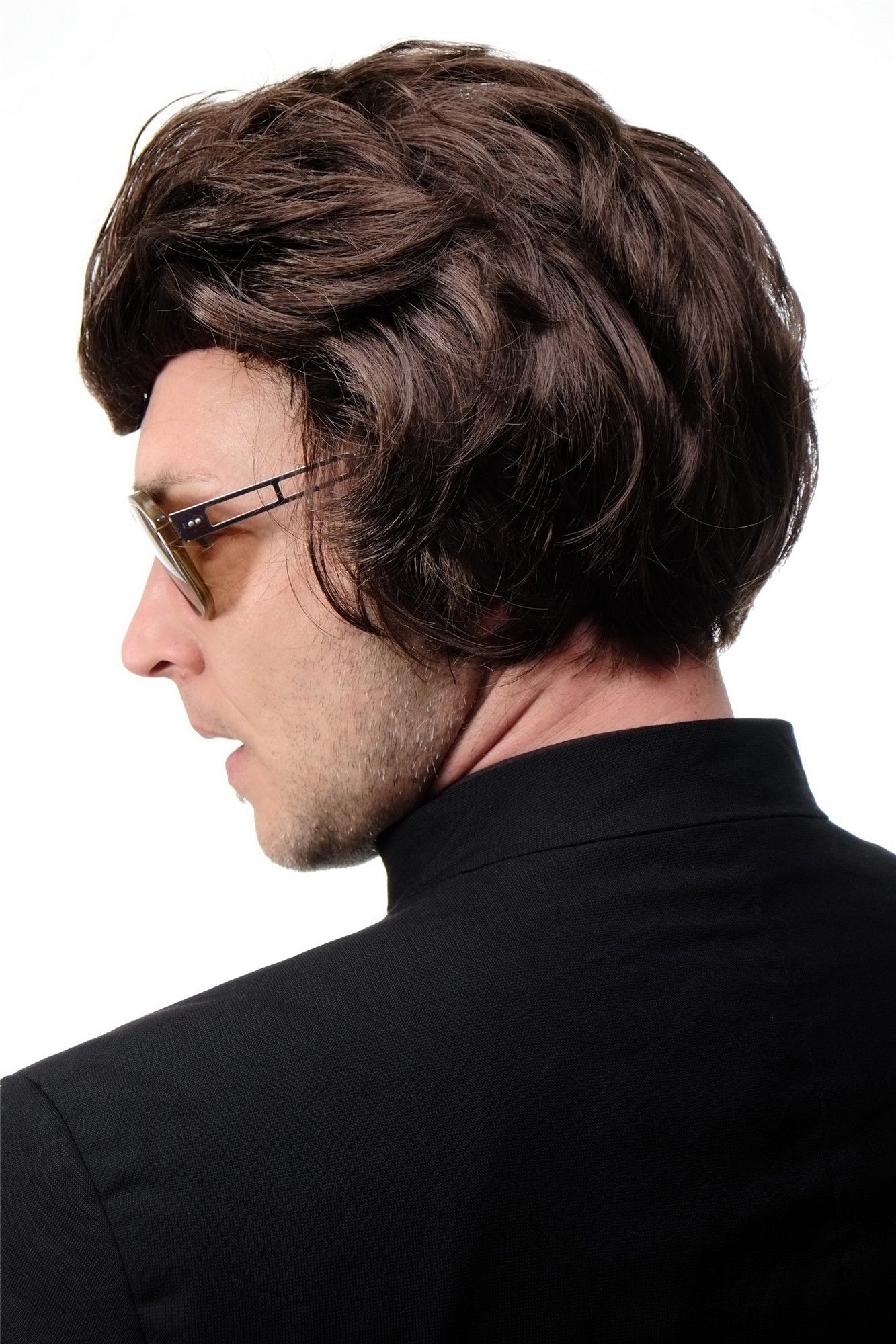 Halloween Wig Old Rockabilly Horror Punk Quiff 50ies Vampire Dracula brown 45874, view 5, WIG ME UP: Your Perücken Online Shop Party Wig, Men, Brown, wavy, short