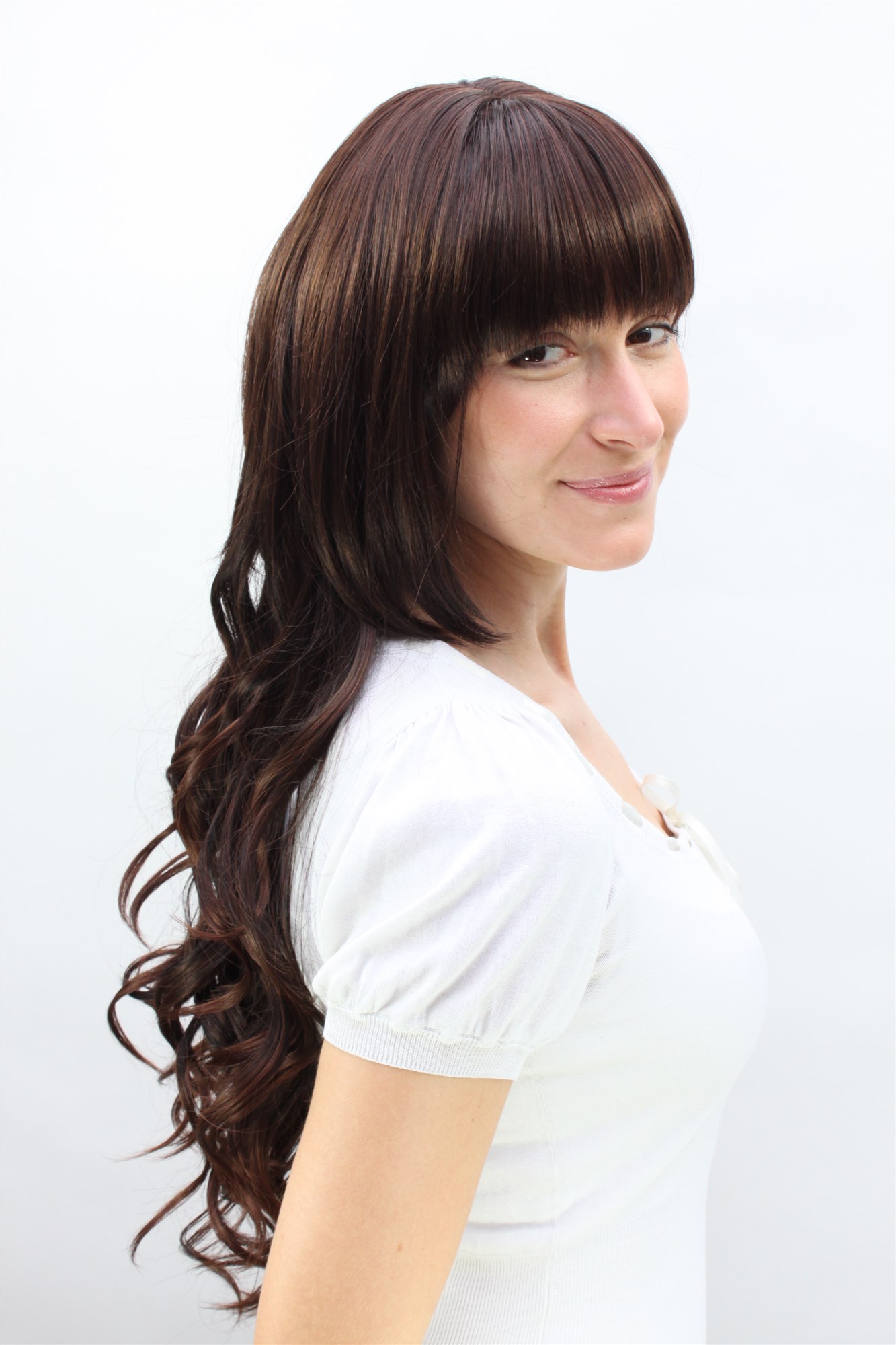VERY LONG Lady Wig Fashion Wig SEXY FRINGE natural looking wavy mixed BROWN brunette, view 2, WIG ME UP: Your Perücken Online Shop Quality Wigs, Ladies, Brown, wavy, long
