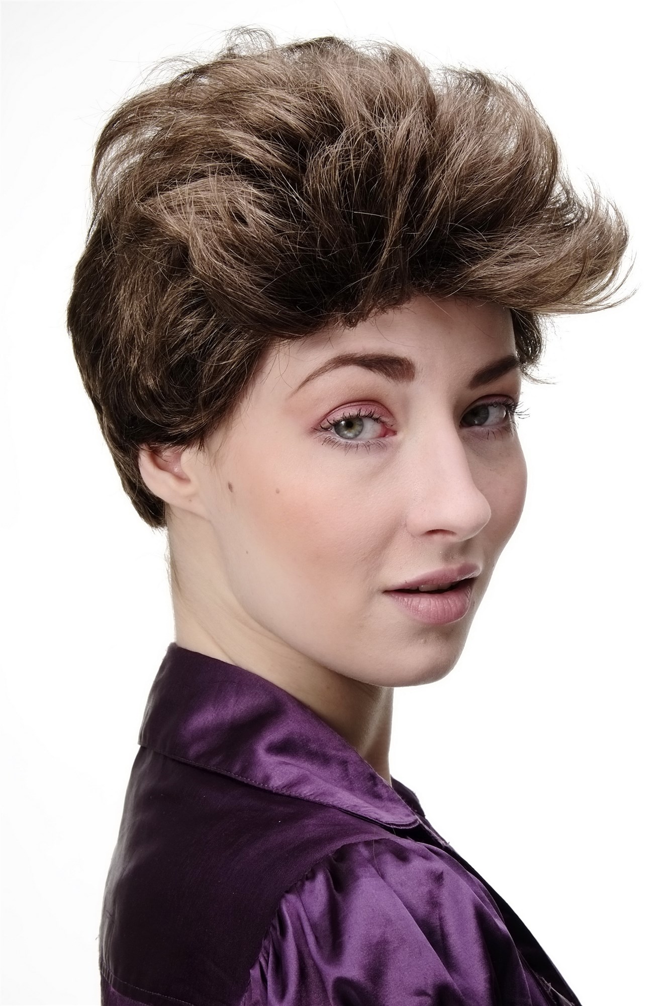 Lady women wig short backcombed older middle aged medium brown GFW1645, view 2, WIG ME UP: Your Perücken Online Shop Quality Wigs, Ladies, medium ash brown, wavy, short