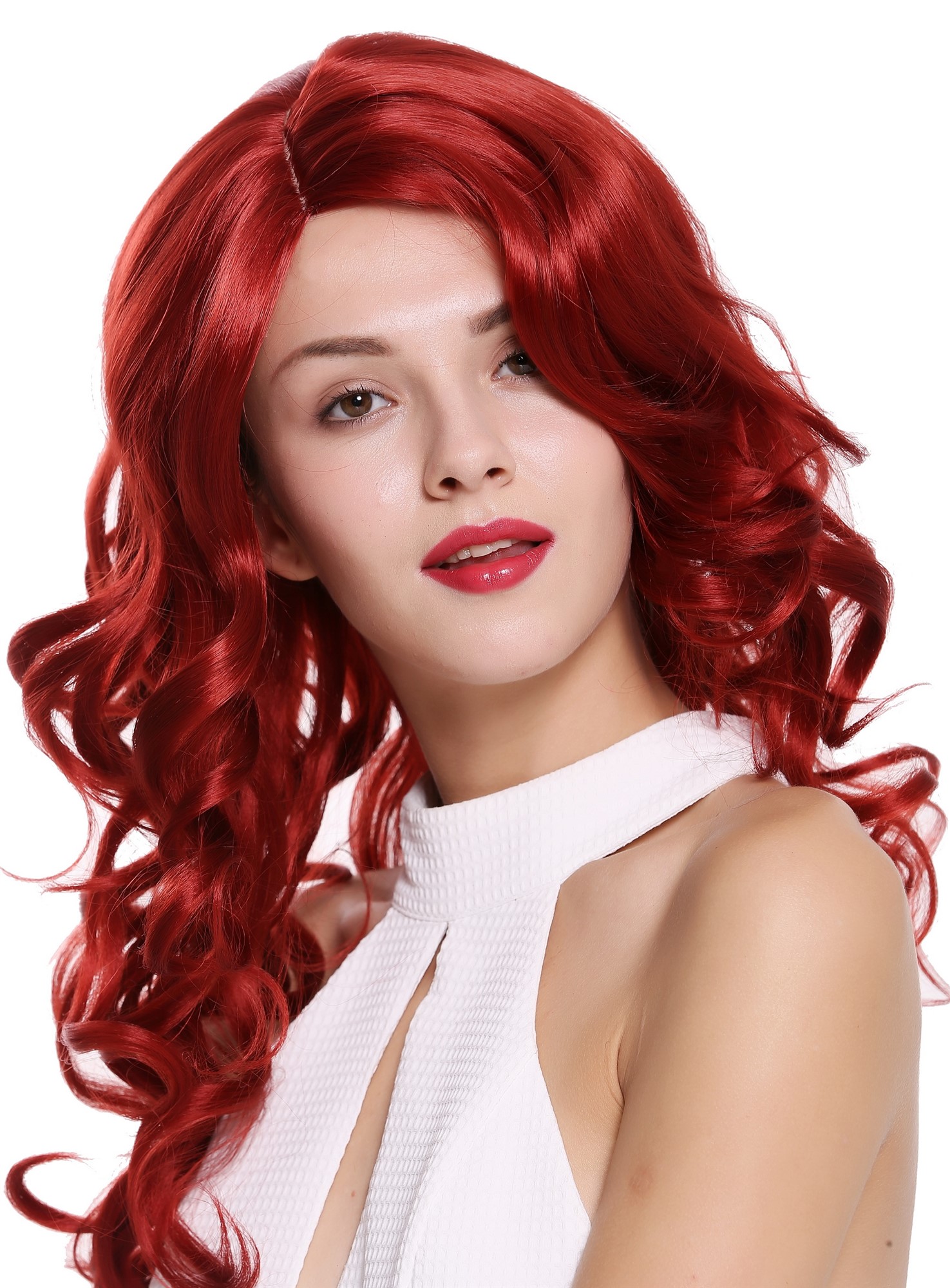 Lady women wig long wavy parting teased volume red Diva DW1948, view 3, WIG ME UP: Your Perücken Online Shop Quality Wigs, Ladies, fire red, wavy, long