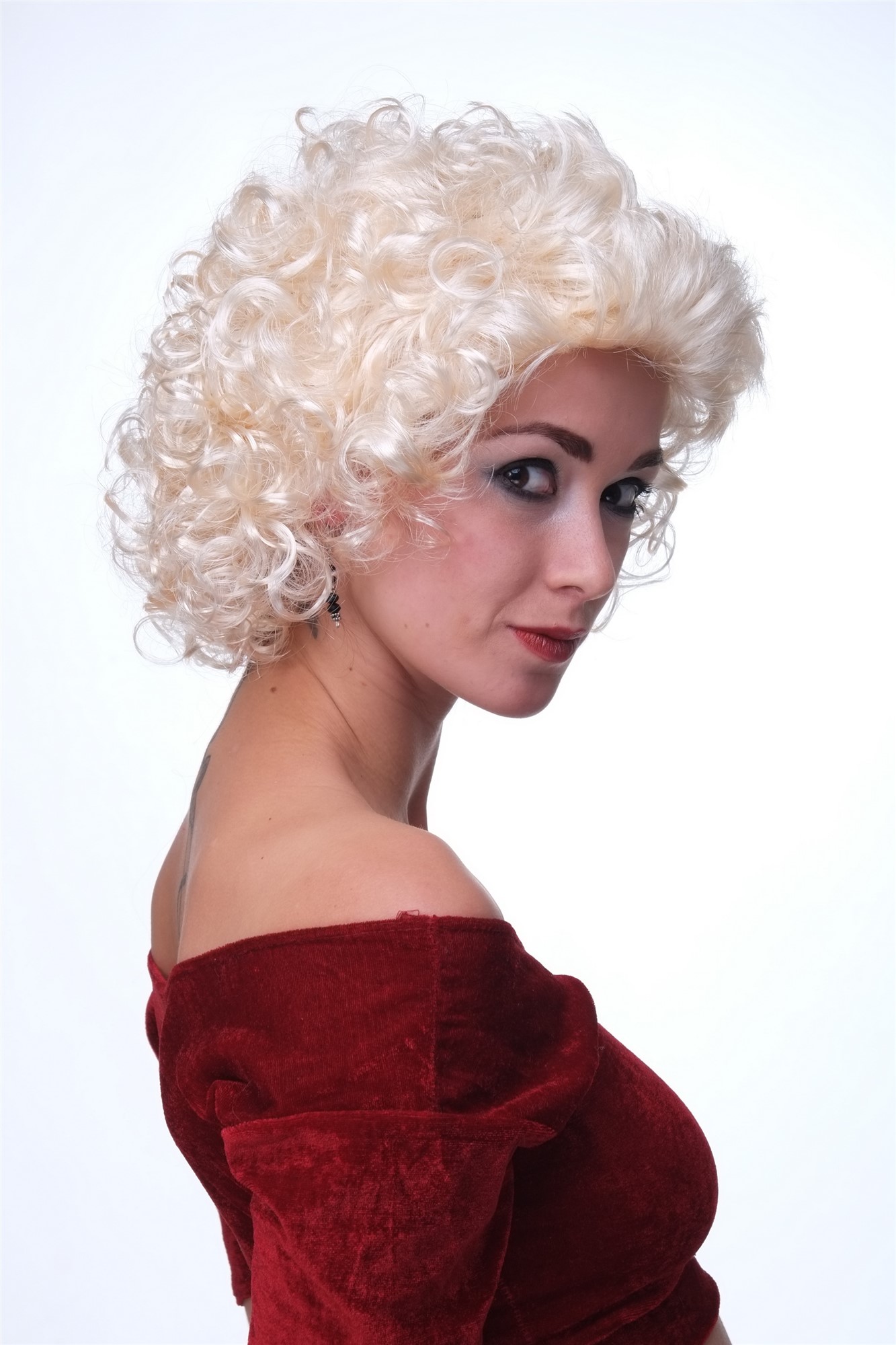 Party/Fancy Dress/Halloween Lady WIG curly wavy BRIGHT BLOND platinum blonde Hollywood Diva Marilyn, view 2, WIG ME UP: Your Perücken Online Shop Party Wig, Ladies, Blonde, curled, short