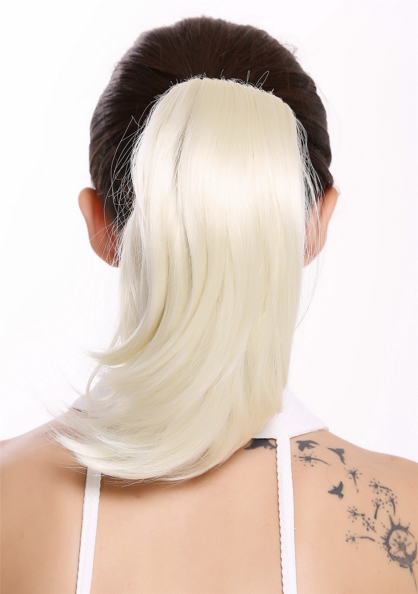 hochwertiges Haarteil Zopf Kurz breit voluminös glatt Platinblond 15-09-613, Ansicht 2, WIG ME UP: Ihr Perücken Online Shop glattes Zopf-Haarteil Platinblond 30 cm lang