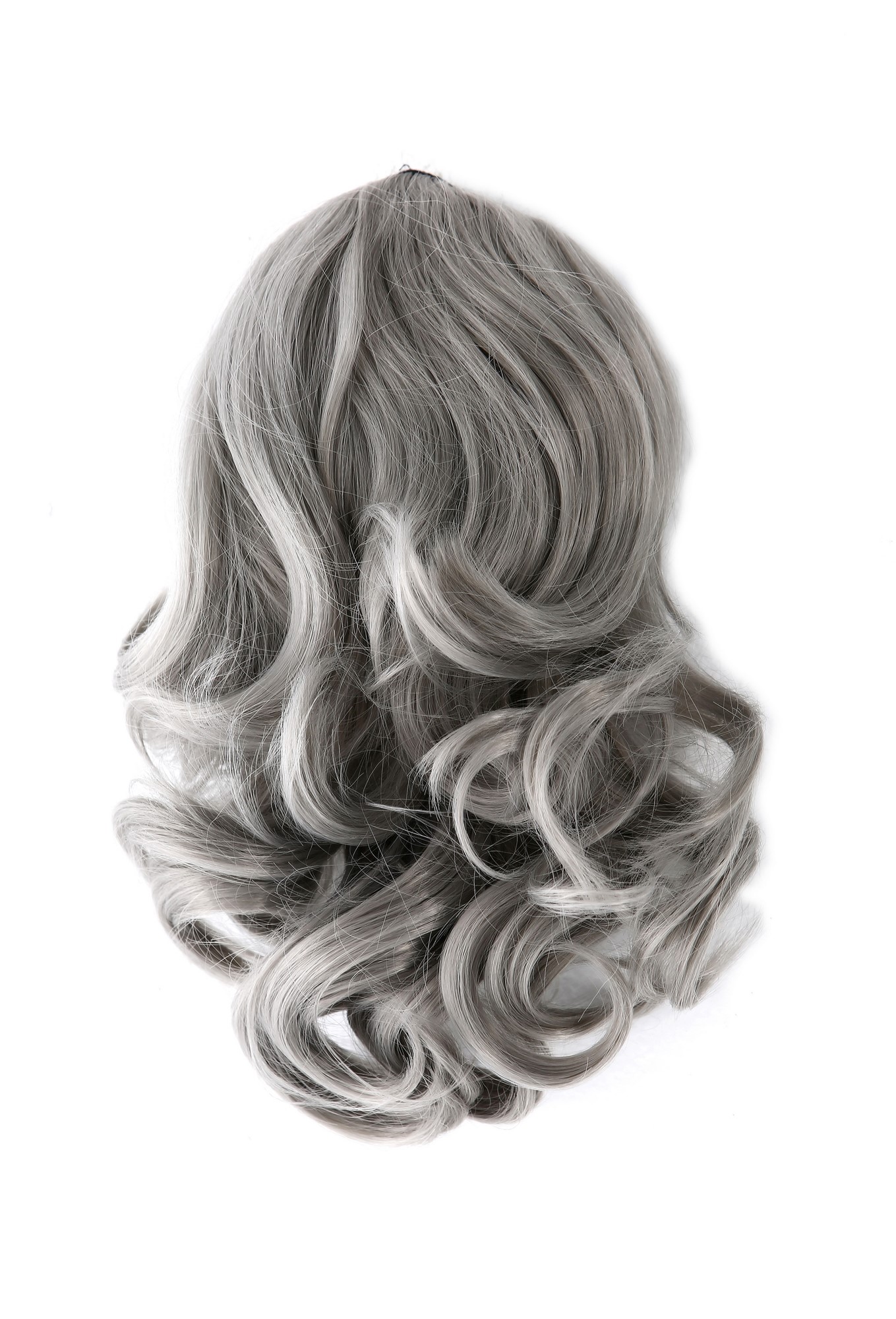 Ponytails, silver gray, wavy, shoulder-length