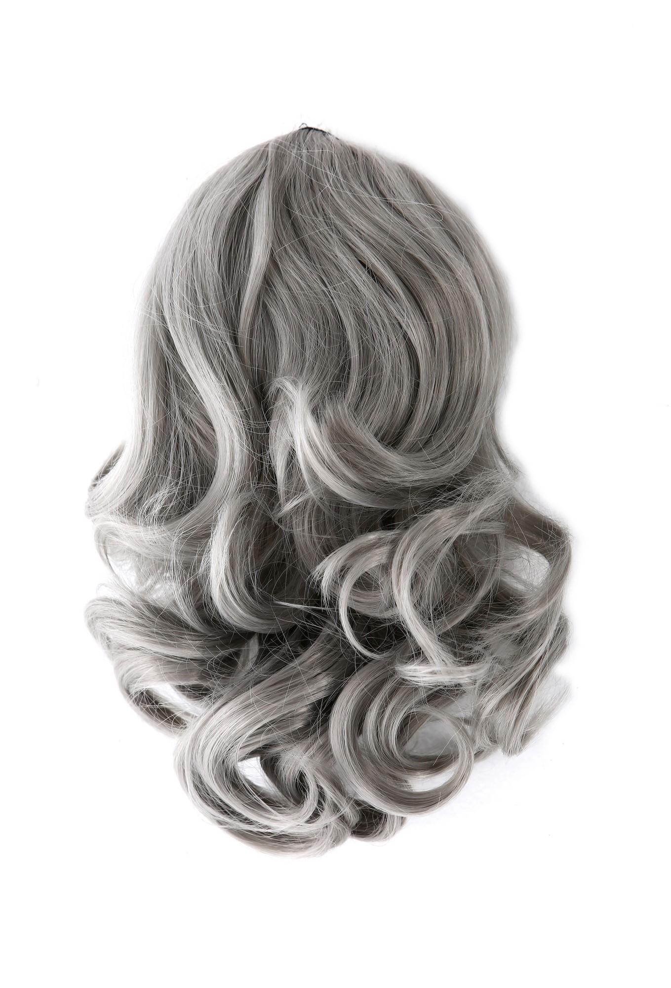 Hairpiece ponytail comb &draw string short wavy voluminous silver grey JL-3023, front view, WIG ME UP: Your Perücken Online Shop Ponytails, silver gray, wavy, shoulder-length