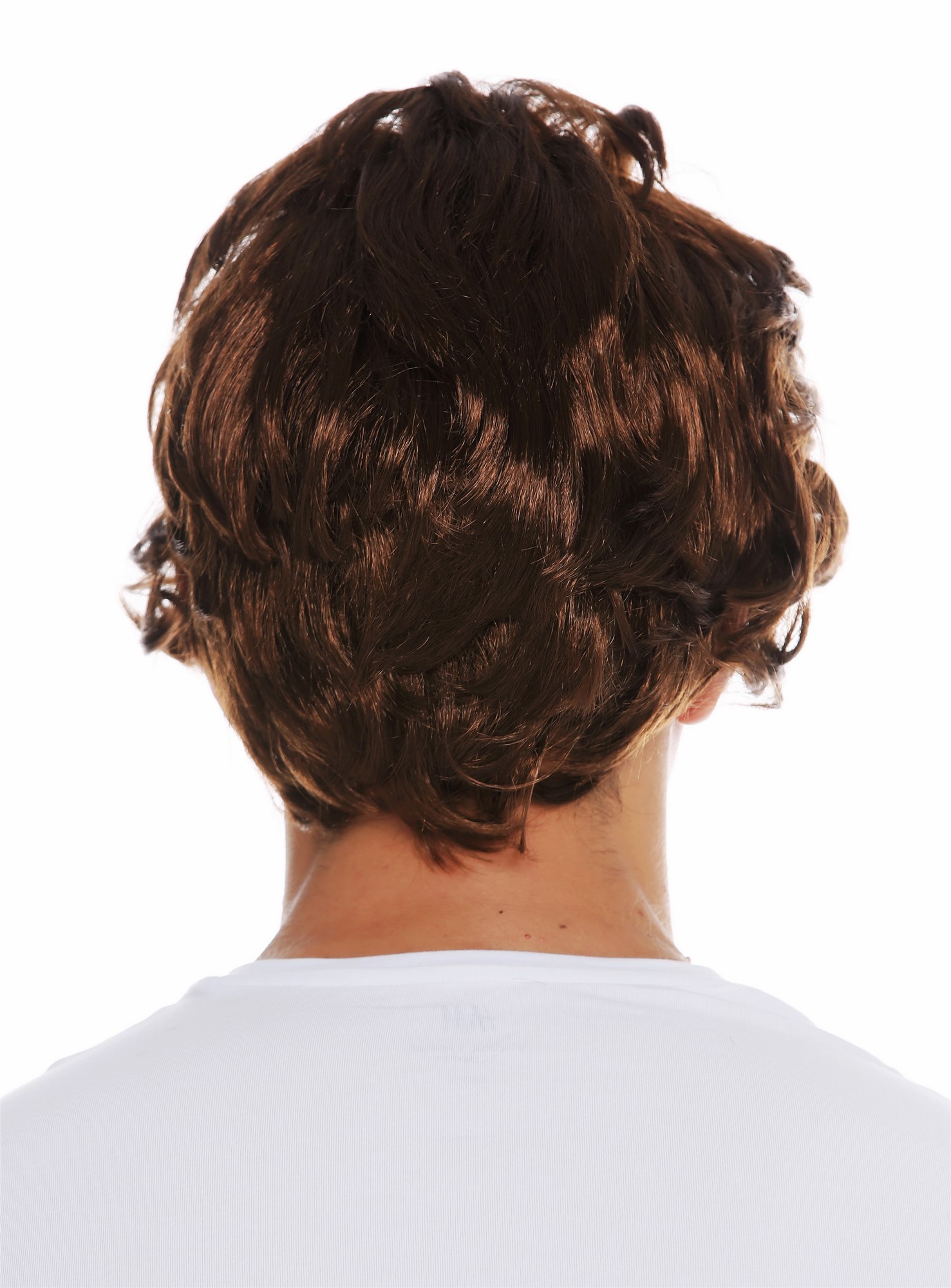 Wig Halloween men mustache 70's retro cop policeman grandpa reddish brown 7090, view 6, WIG ME UP: Your Perücken Online Shop Party Wig, Men, mahogany brown, curled, short